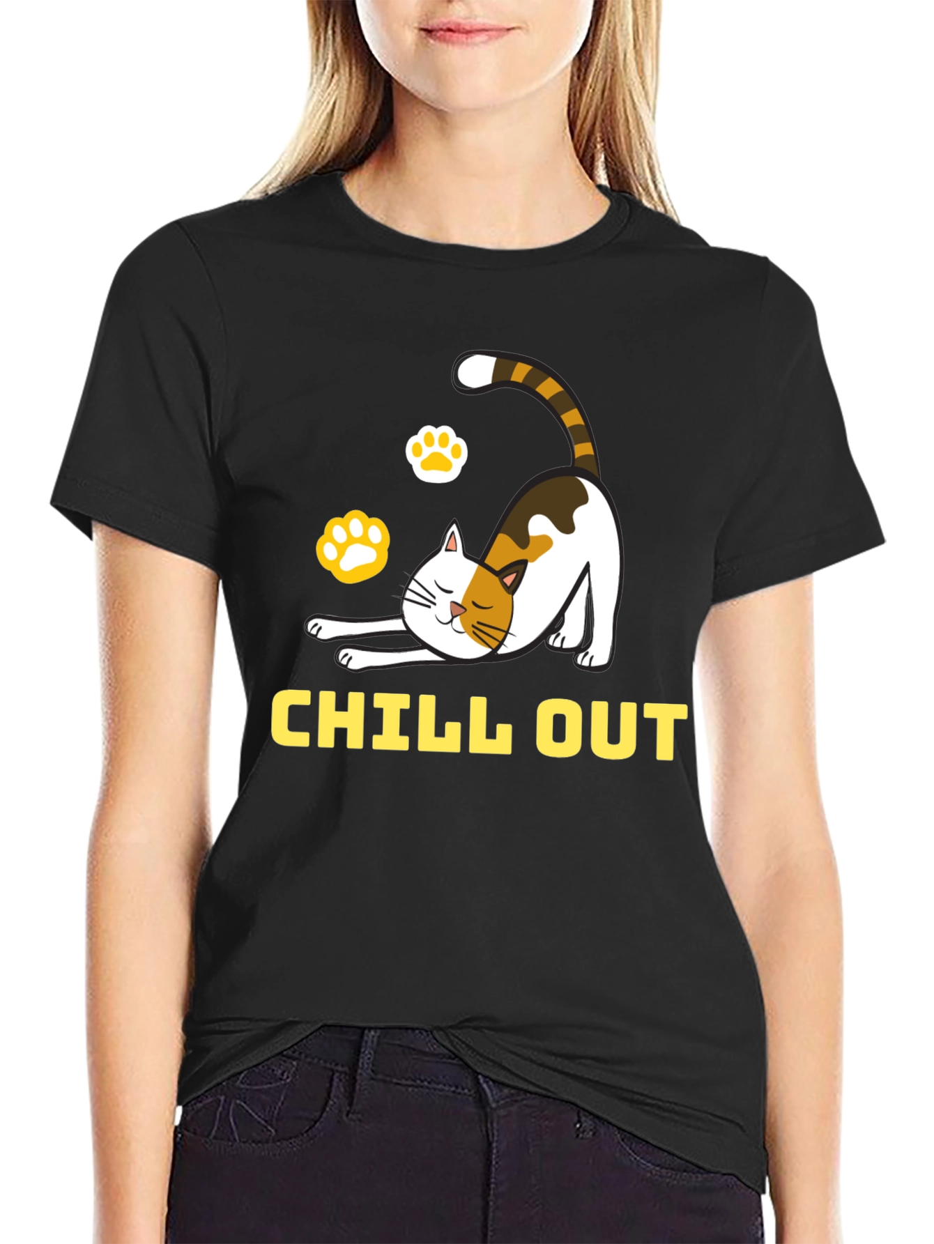 Chill Out Cat Graphic Tee - Relaxed Comfort - 2