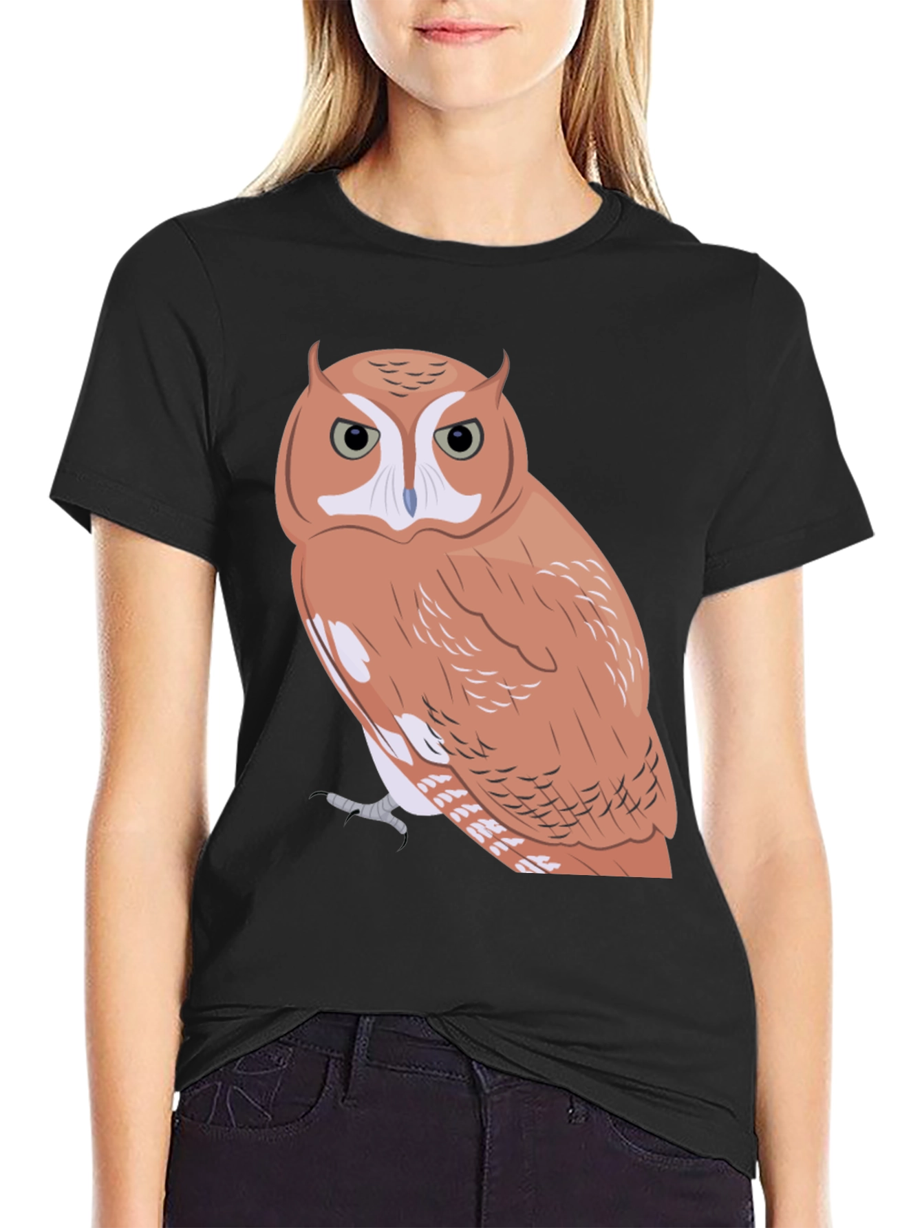Black Owl Graphic Tee - Men's Black Cotton Blend T-Shirt view 2