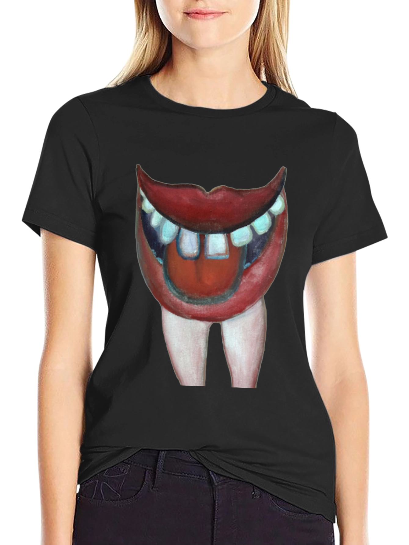 Black Funny Mouth T-Shirt view 2