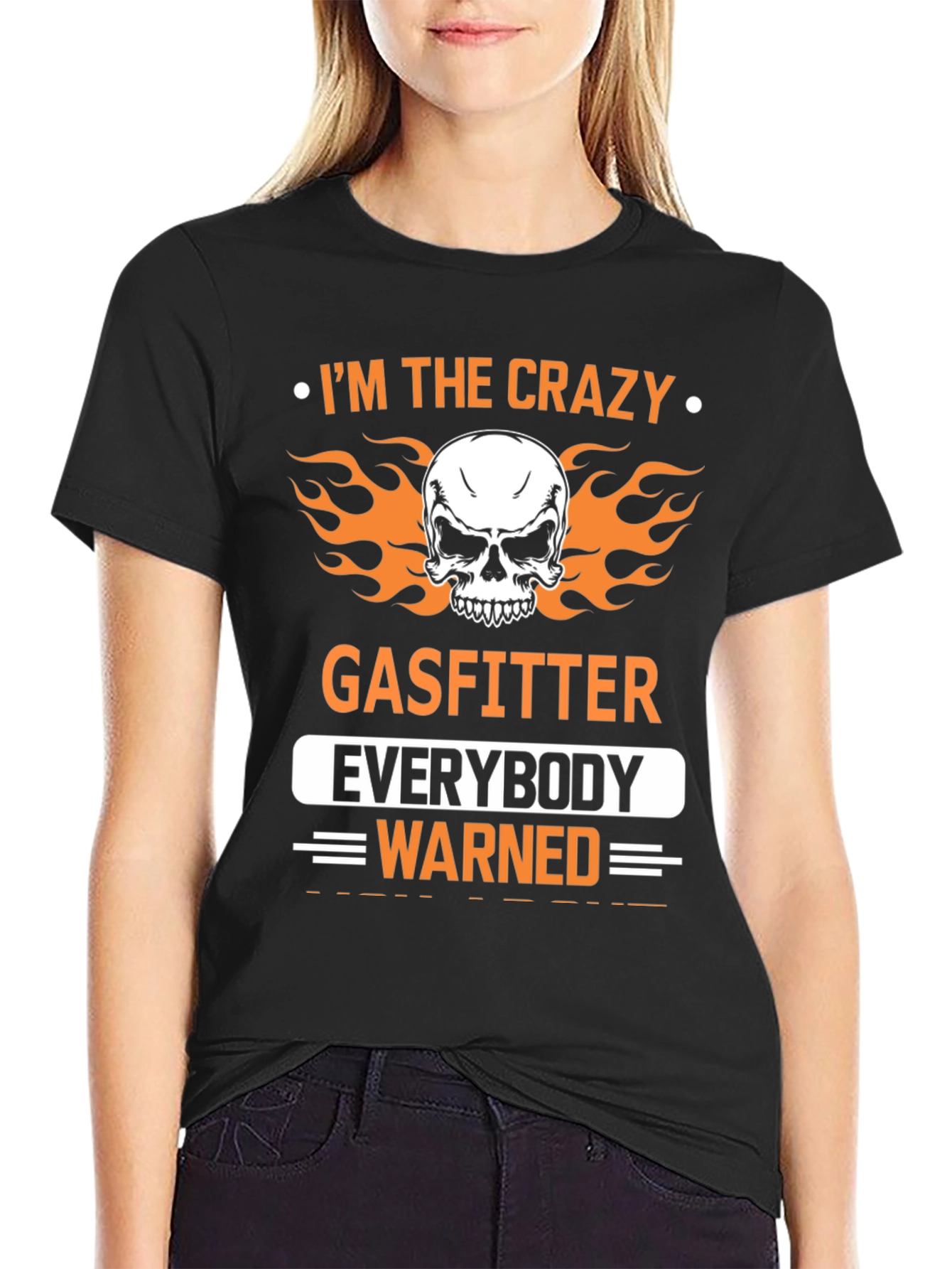 Black Crazy Gasfitter Skull Graphic T-Shirt view 2