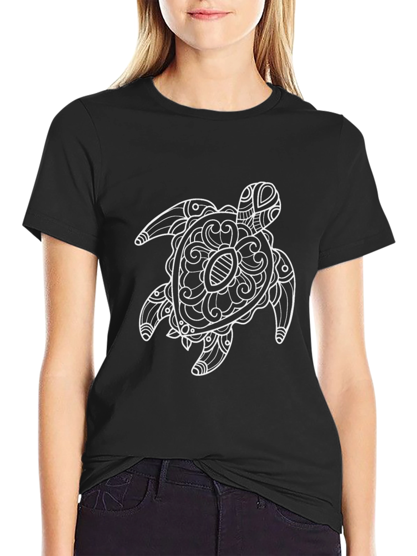Black Turtle Graphic Print Black T-Shirt view 2