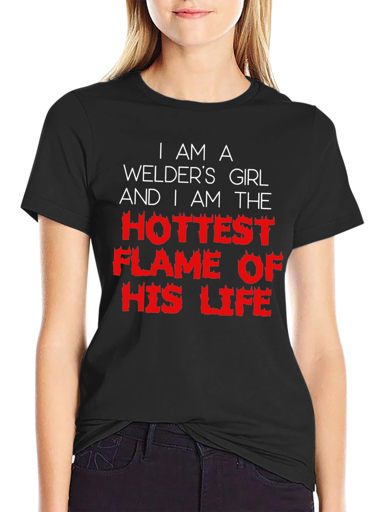 Black Welder's Girl T-Shirt - Hottest Flame view 2