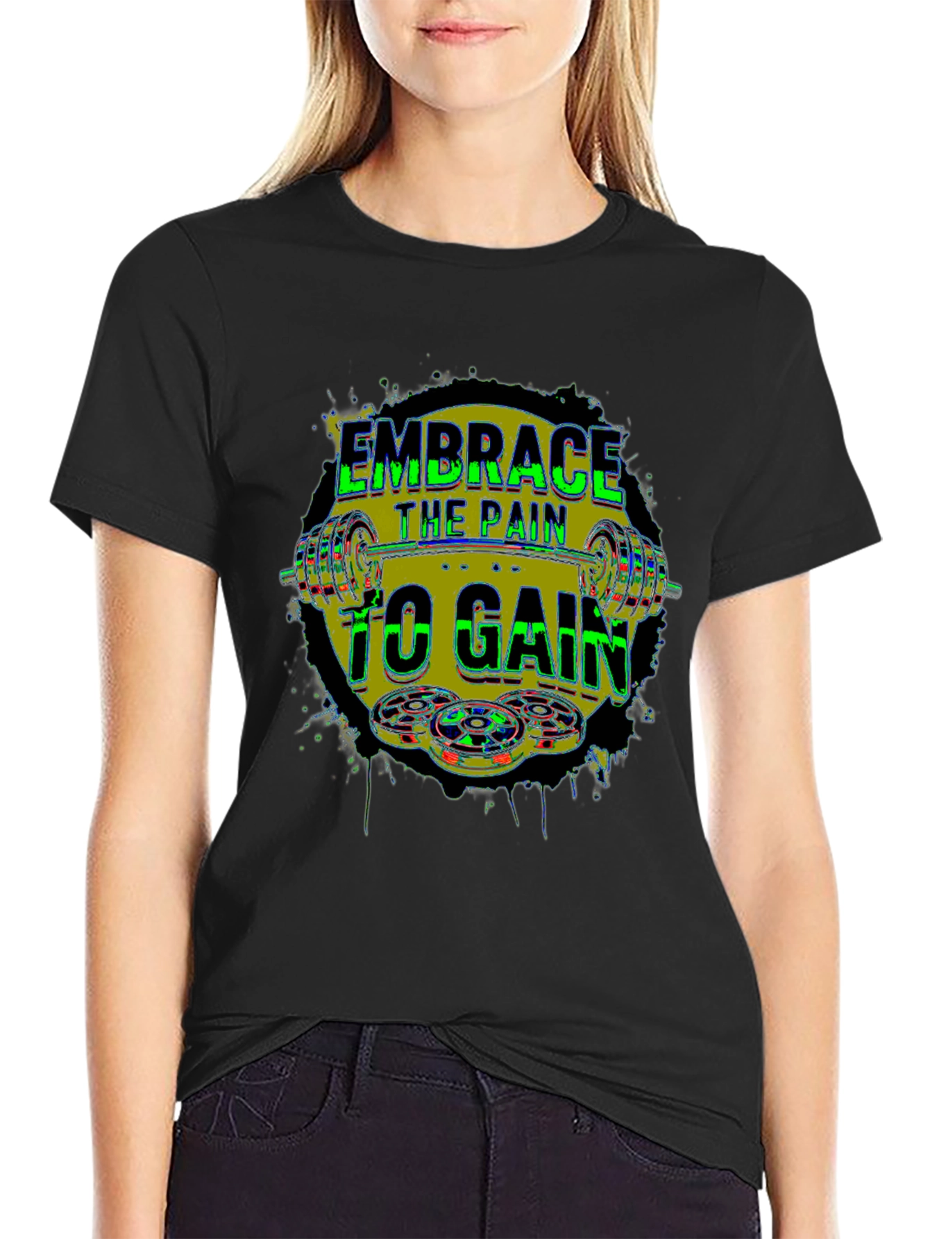 Black Embrace the Pain to Gain Fitness T-Shirt view 2