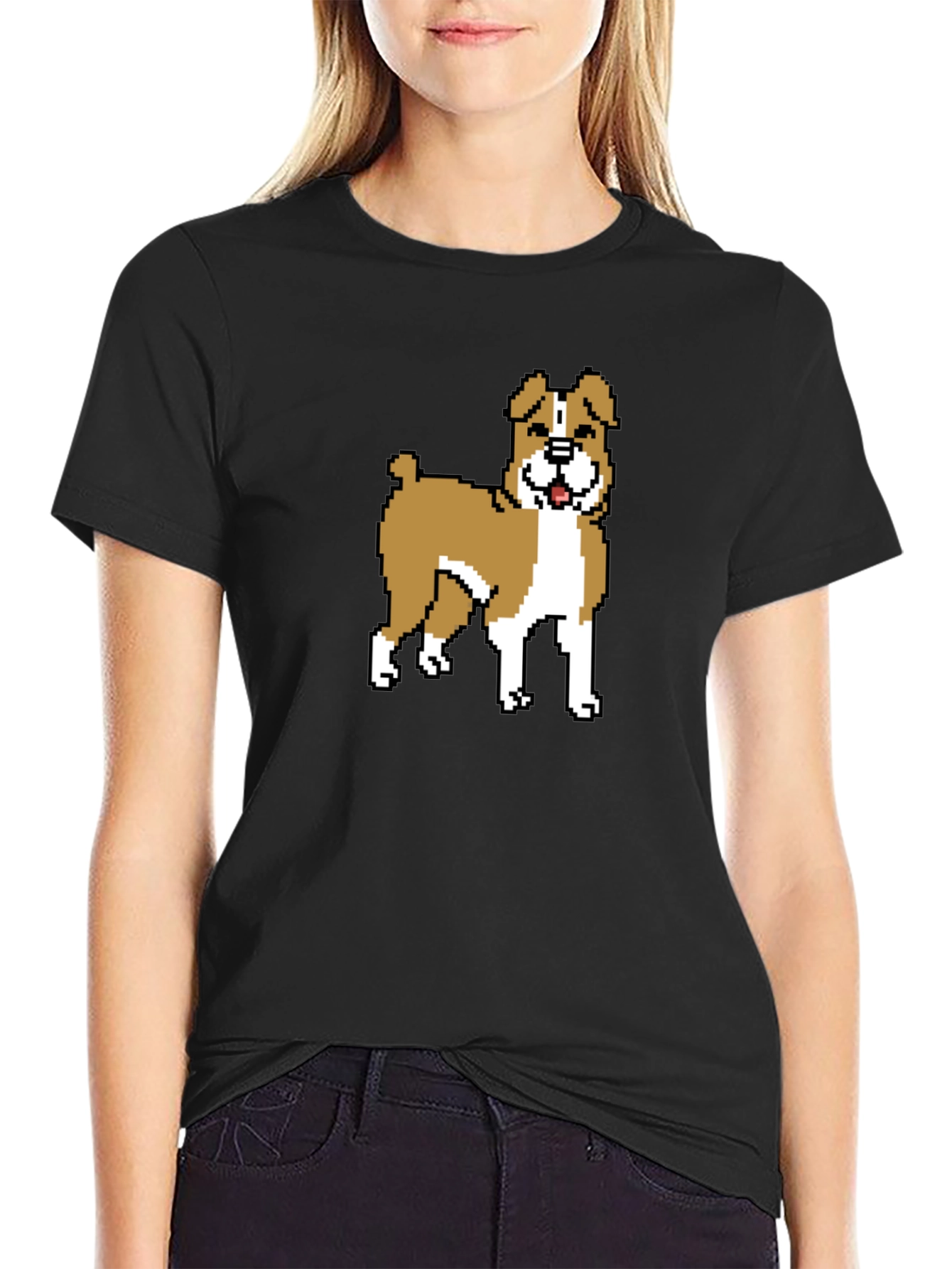 Black Pixel Dog Graphic T-Shirt - Black view 2