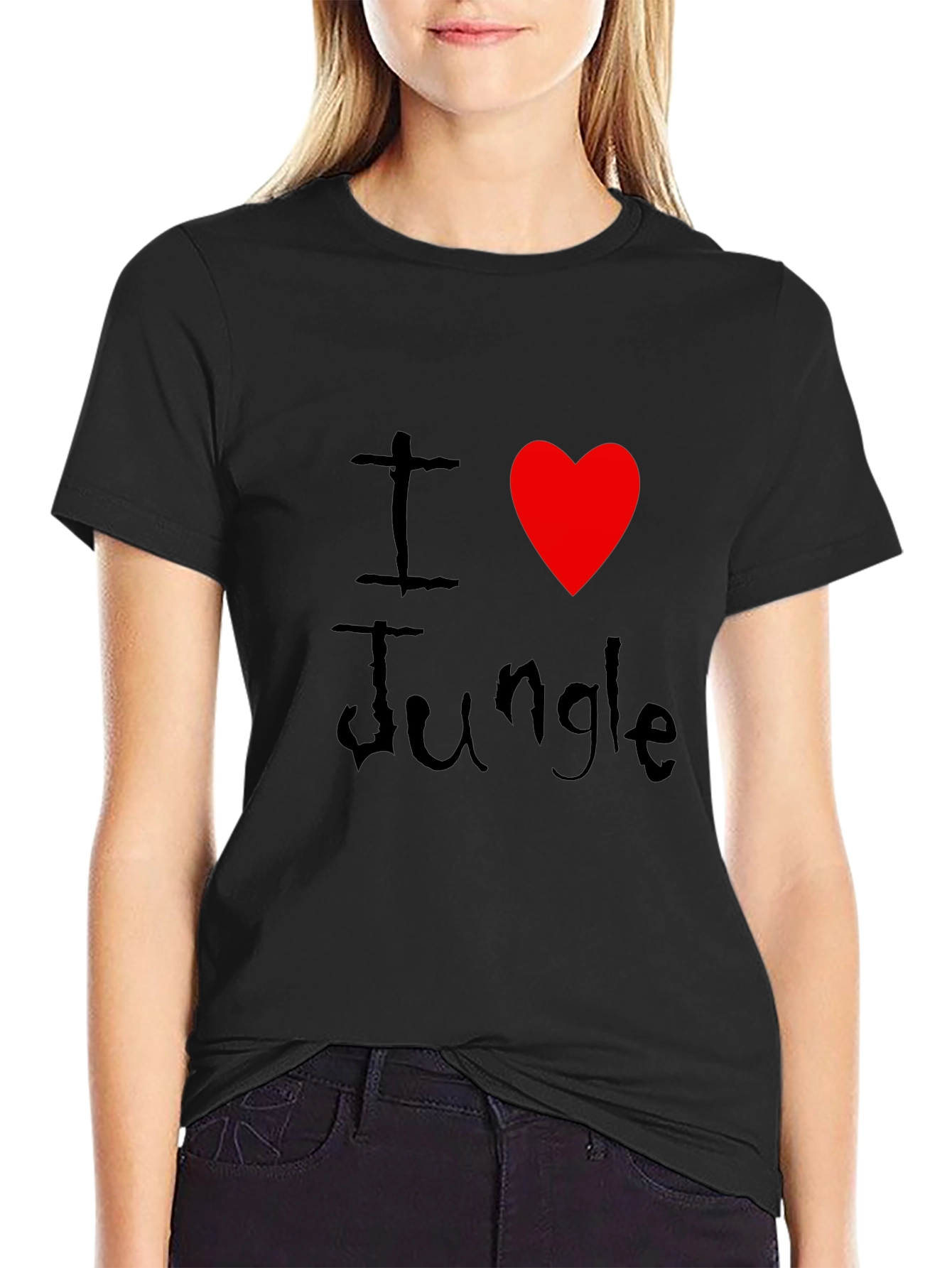 Black I Love Jungle Black Graphic Tee Shirt view 2