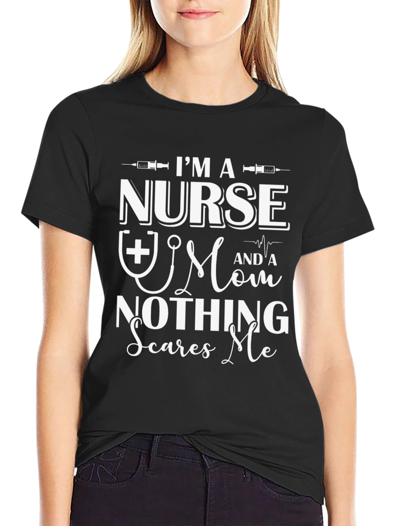 Black I'm A Nurse and a Mom T-Shirt view 2