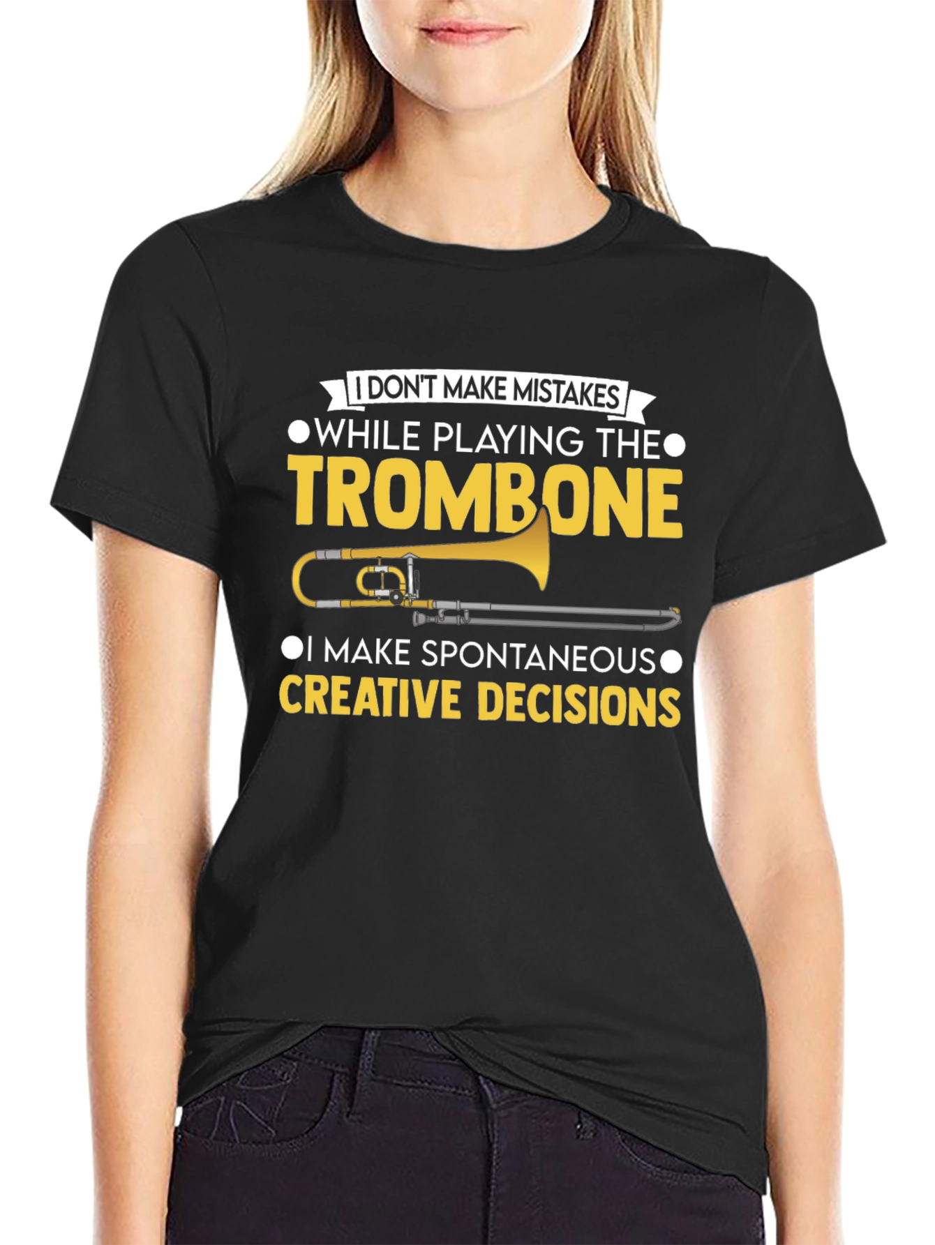 Black Trombone Player Funny Graphic T-Shirt view 2