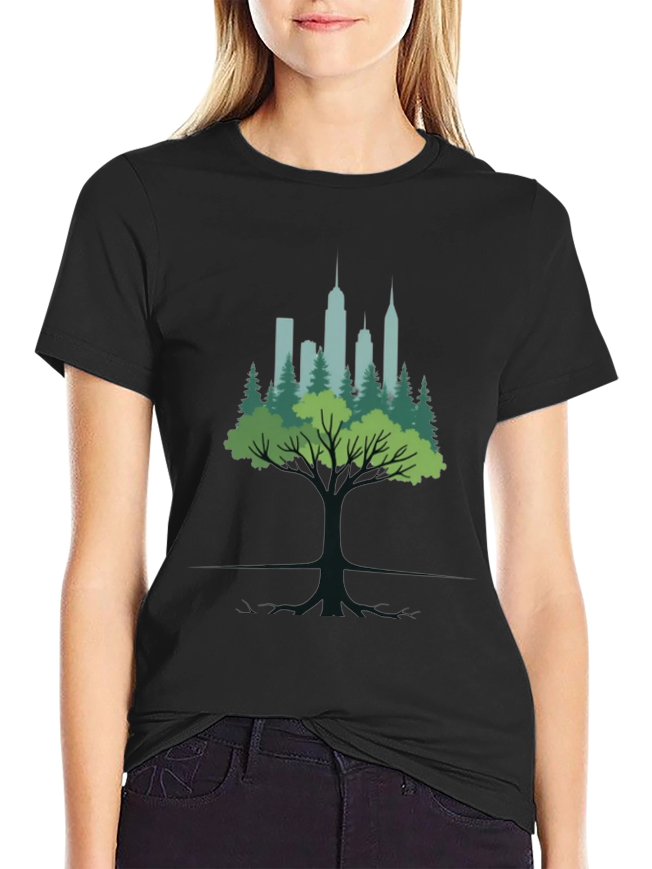 Black Urban Roots Graphic Tee - Nature Meets City view 2