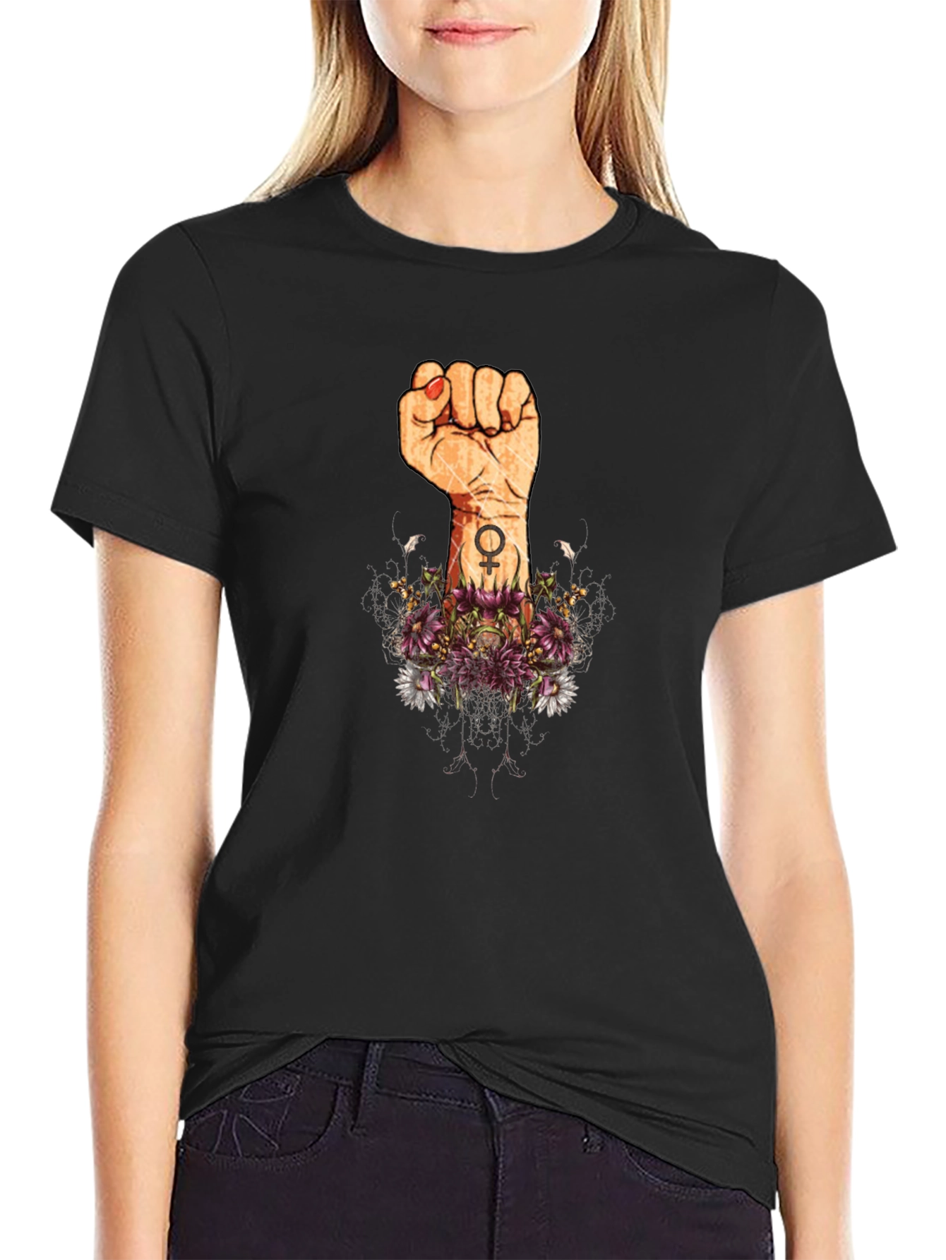 Empowered Women's Fist Graphic Tee - Black - 2