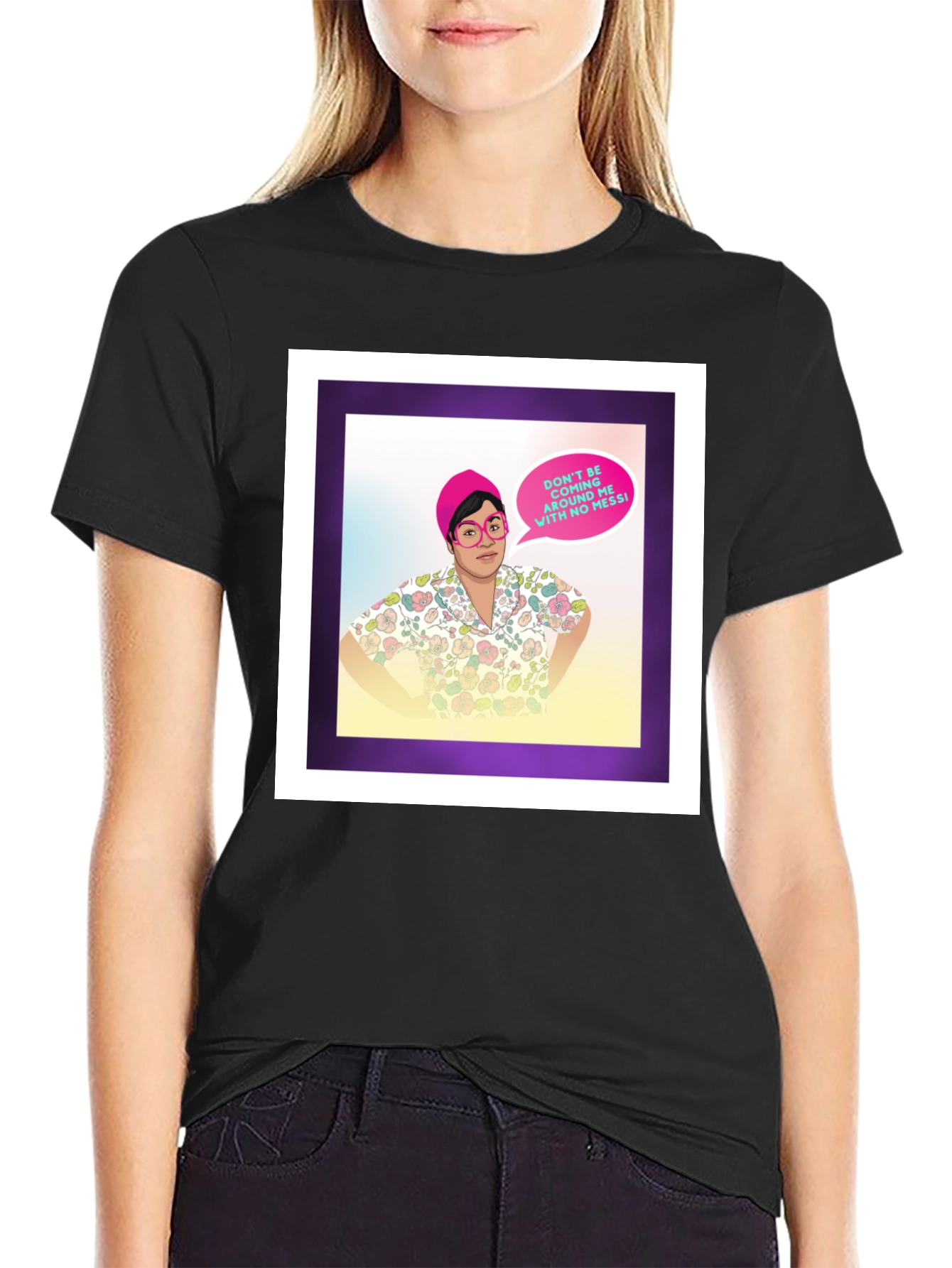 Black Funny Graphic T-Shirt - "No Messi" Quote view 2