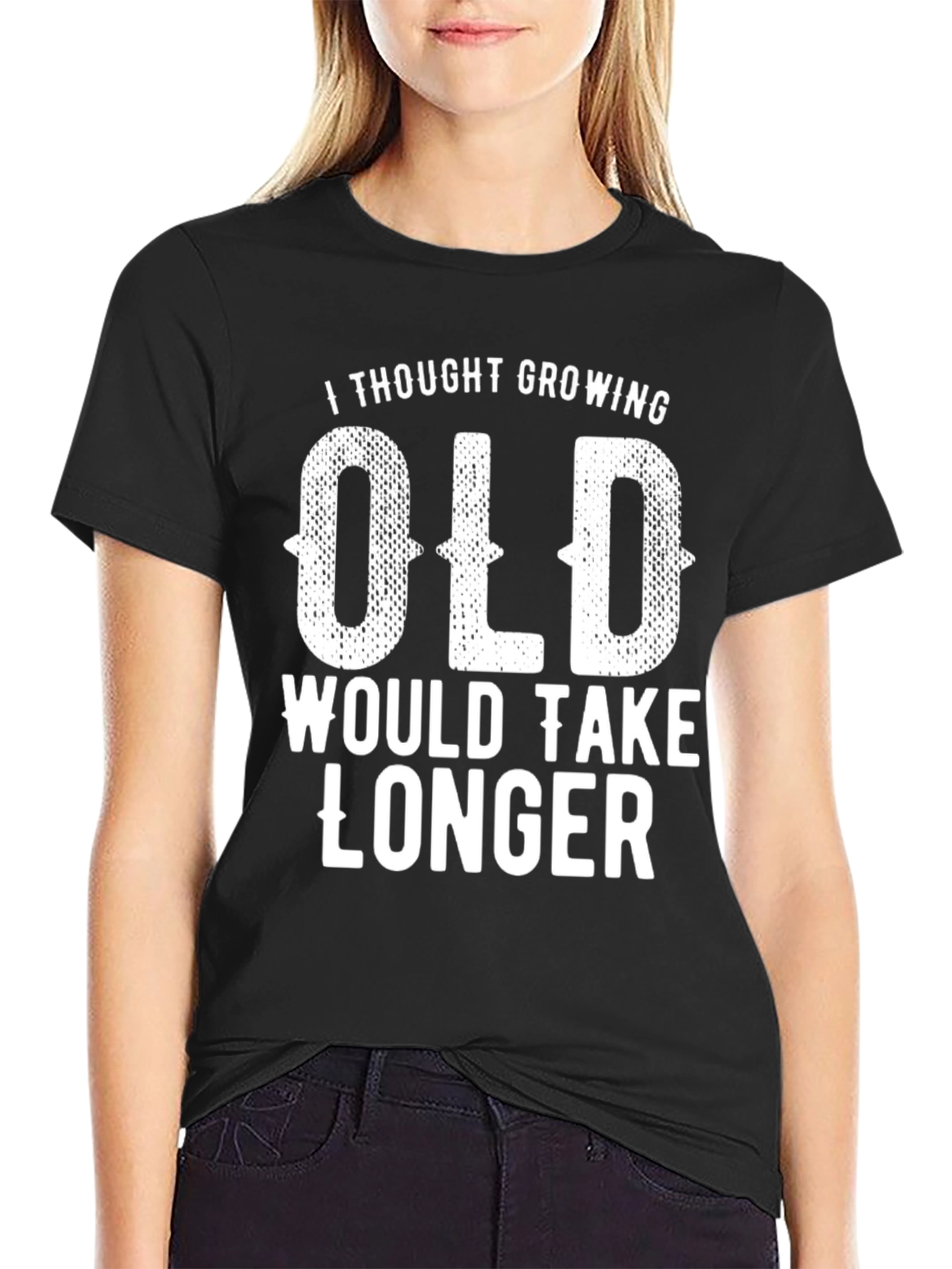 Black Funny 'Growing Old' Graphic T-Shirt view 2