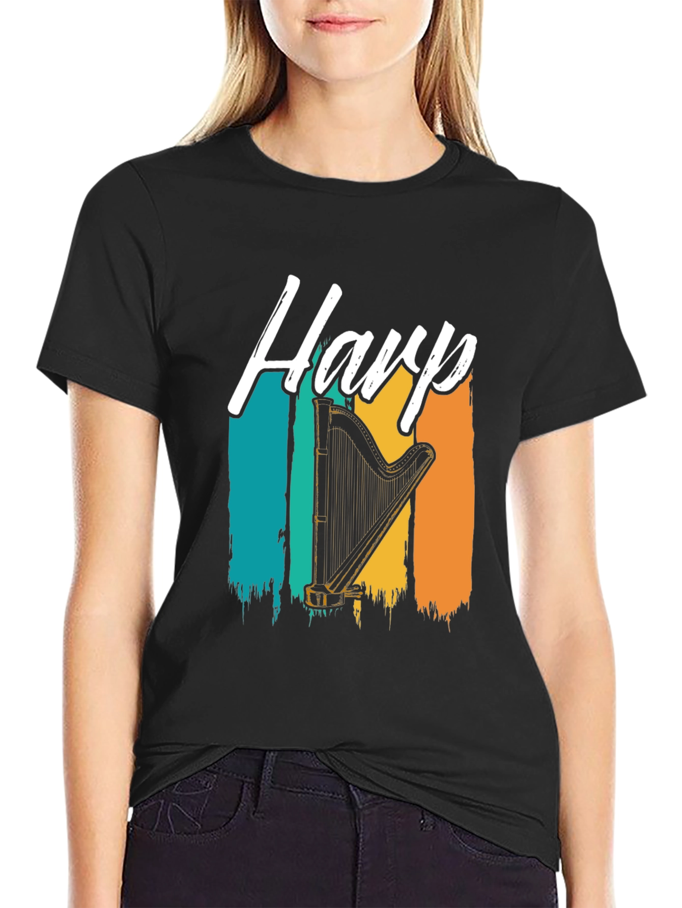 Black Harp Retro Style Graphic T-Shirt view 2