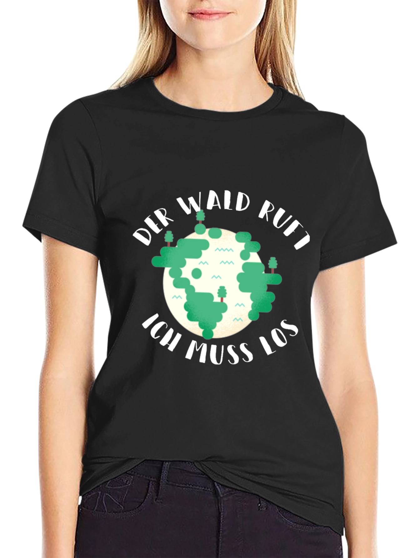 Black Der Wald Ruft T-Shirt - Nature Lover's Tee view 2