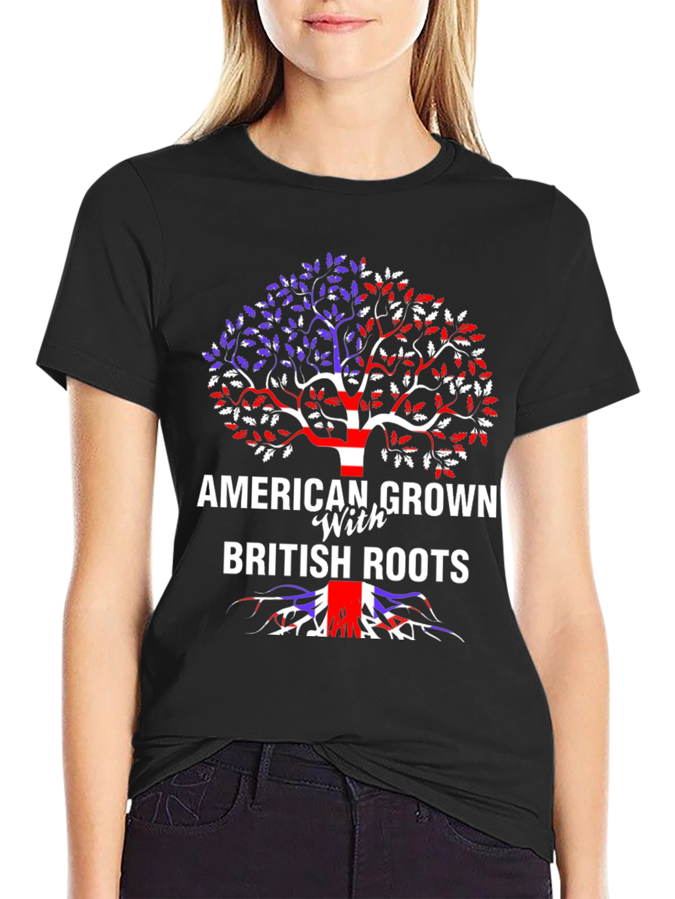 Black American Grown with British Roots Graphic Tee view 2