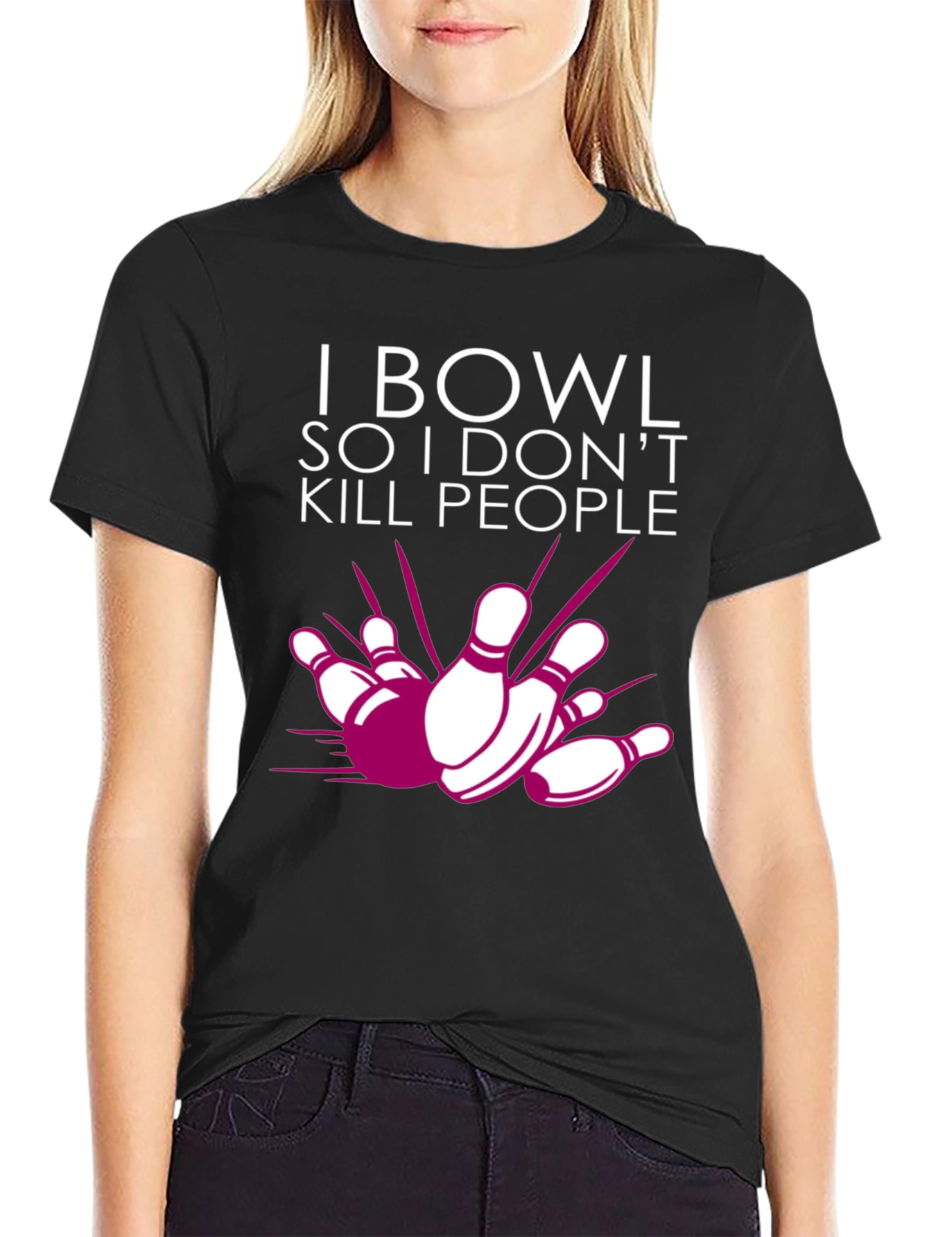 Black I Bowl So I Don't Kill People Graphic Tee view 2