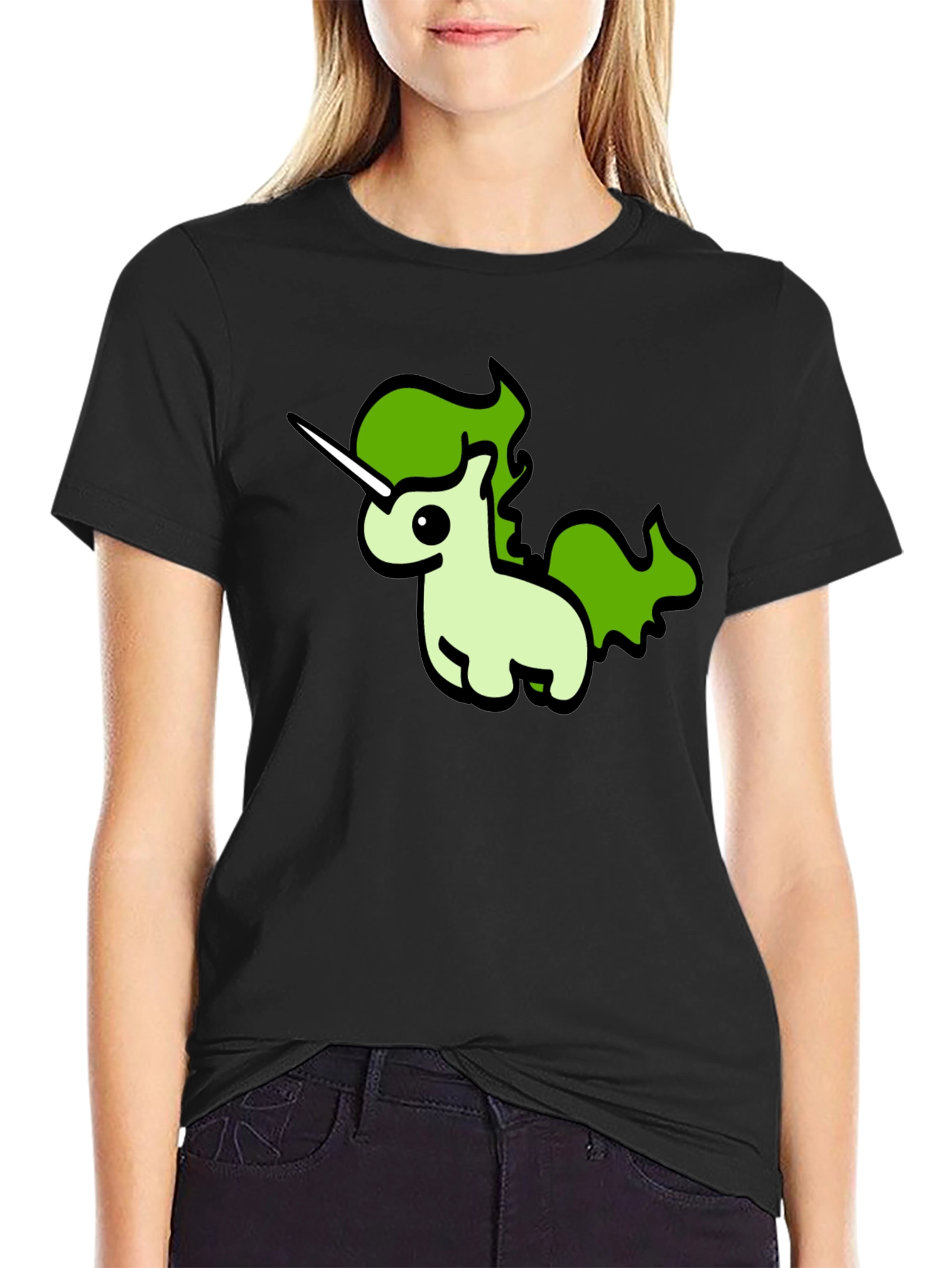 Black Unicorn Graphic Tee - Black Cotton T-Shirt view 2