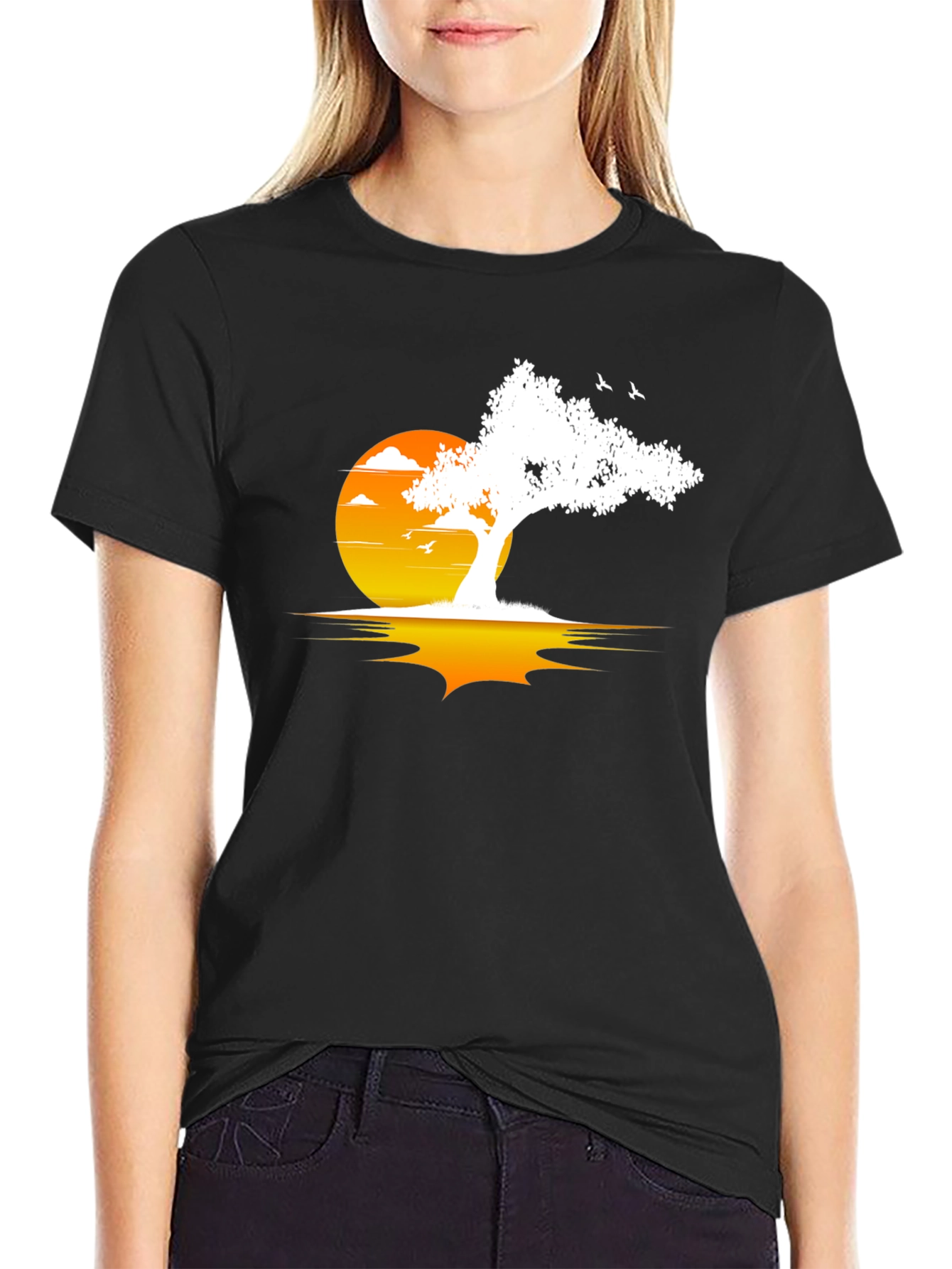 Black Sunset Tree Graphic Tee view 2