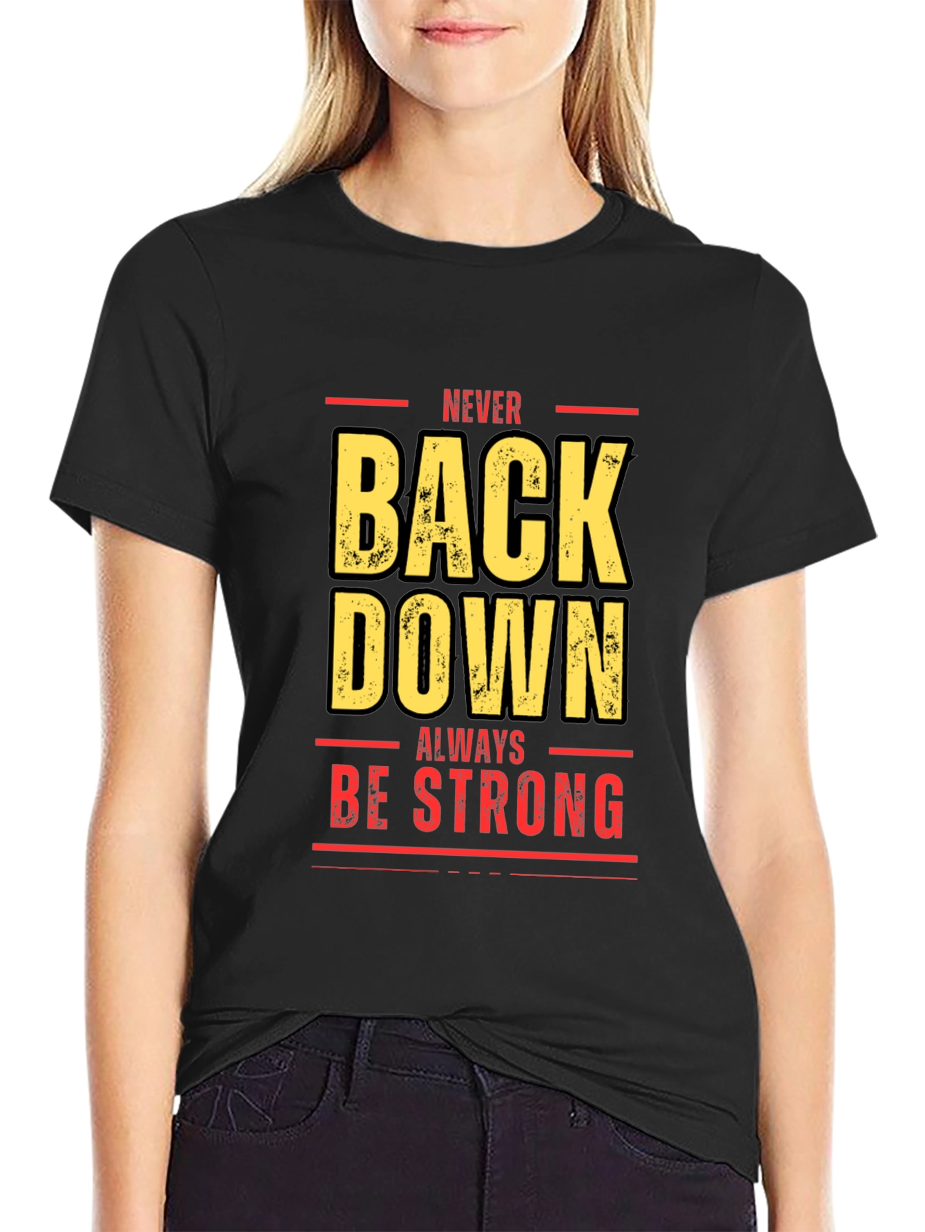 Black Never Back Down Black Graphic Tee view 2