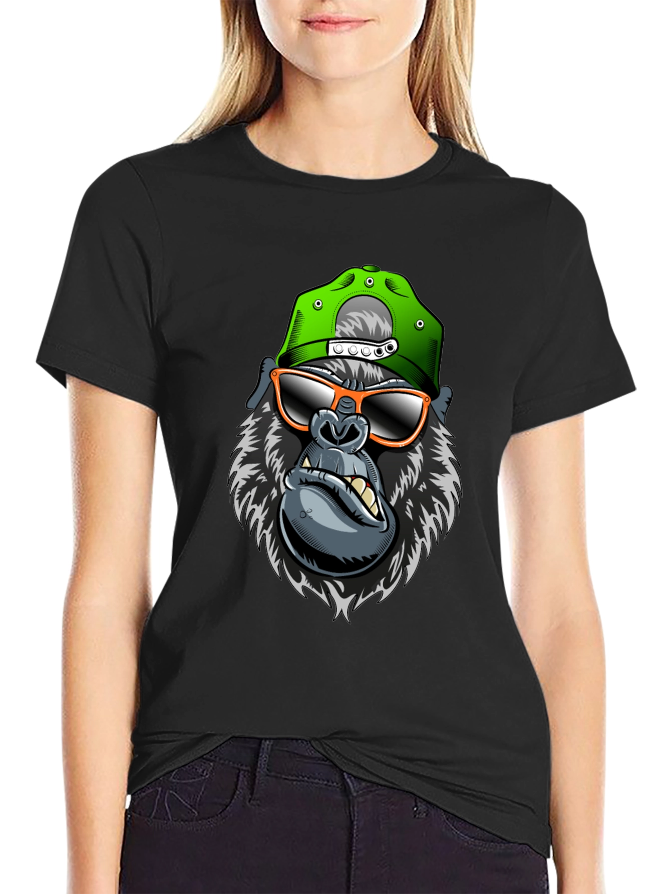 Black Cool Gorilla Graphic Tee view 2
