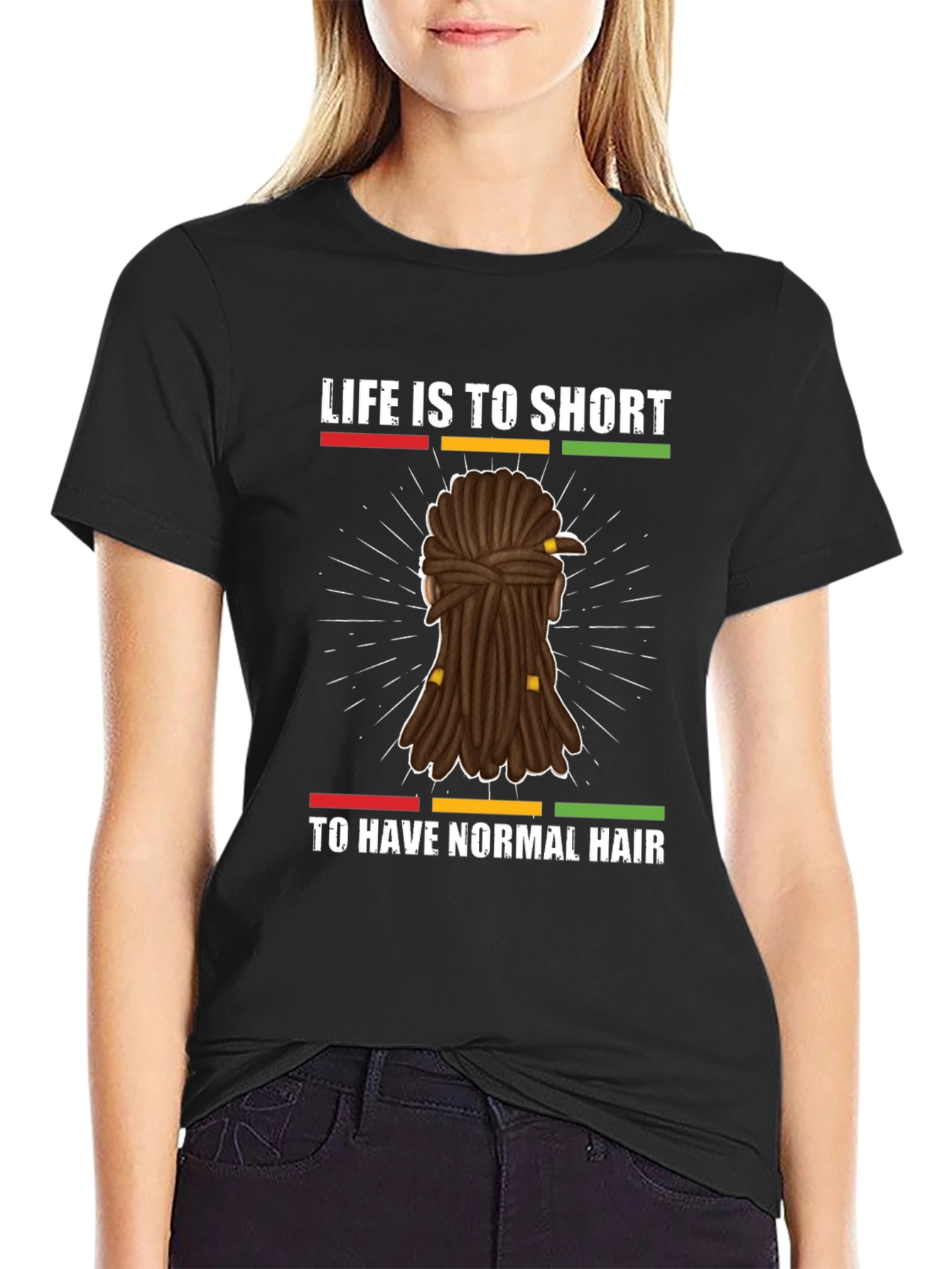 Black Life is Too Short to Have Normal Hair Graphic Tee view 2