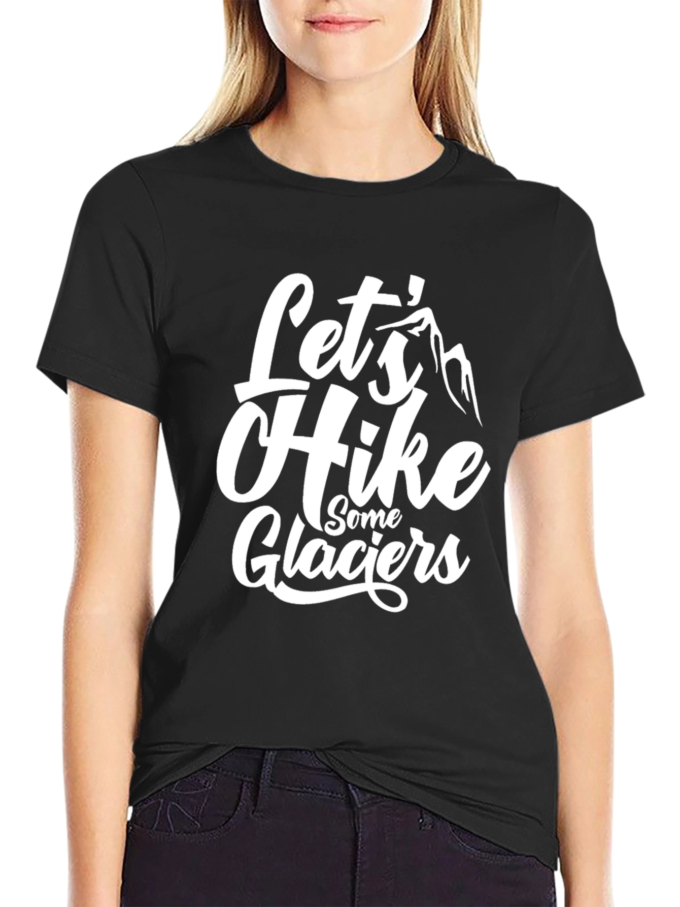Black Let's Hike Glaciers Black T-Shirt view 2