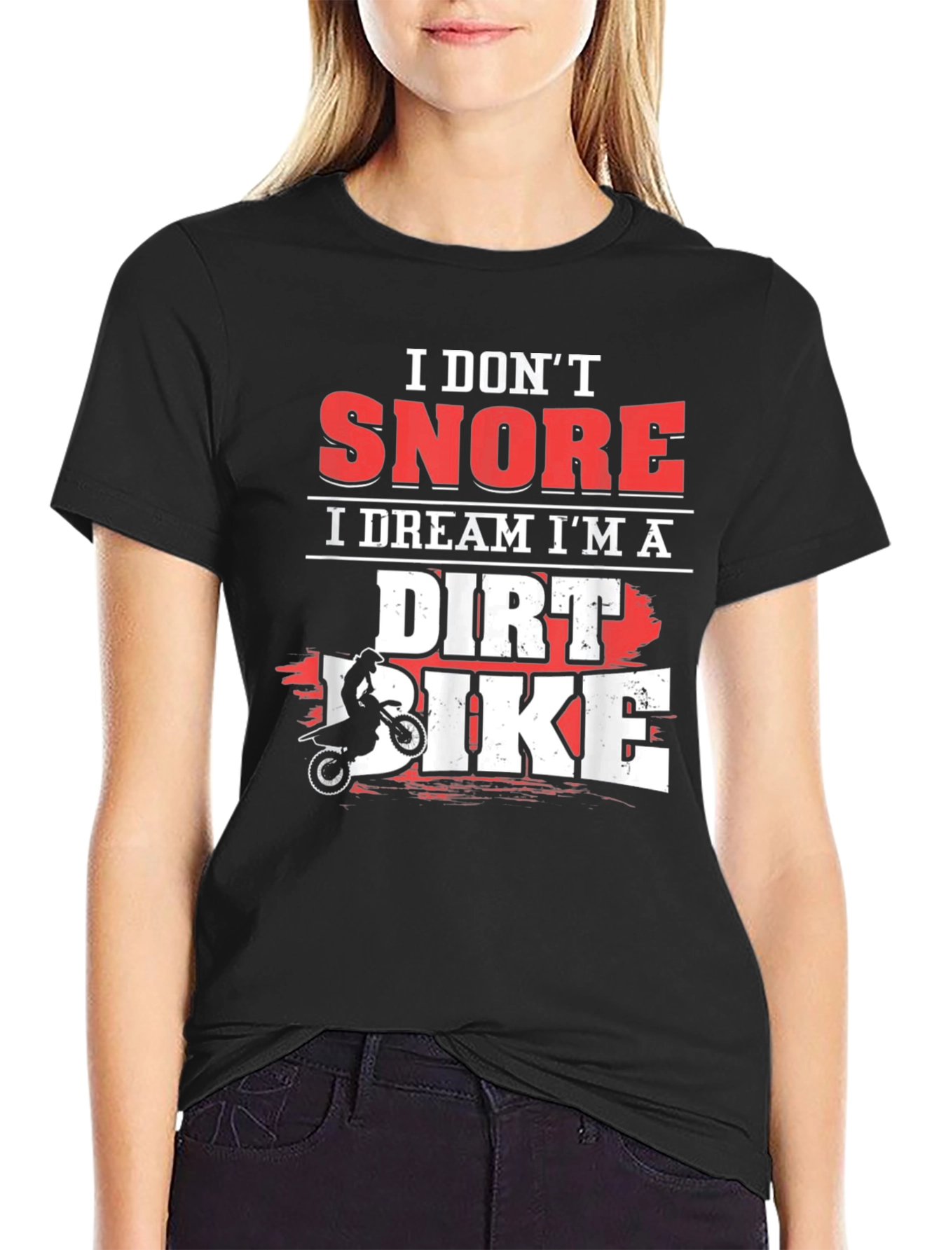 Black I Don't Snore I Dream I'm A Dirt Bike T-Shirt view 2