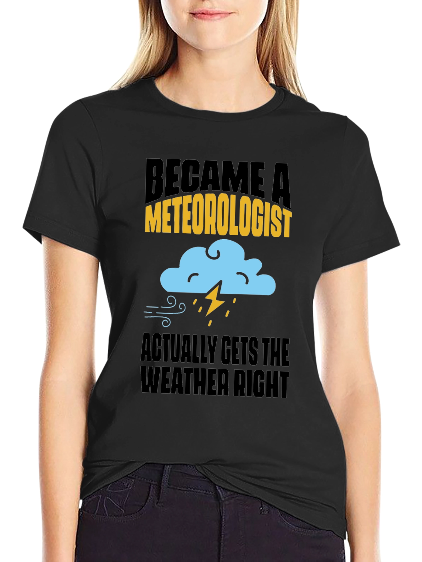 Black Meteorologist Weather Humor Graphic T-Shirt view 2