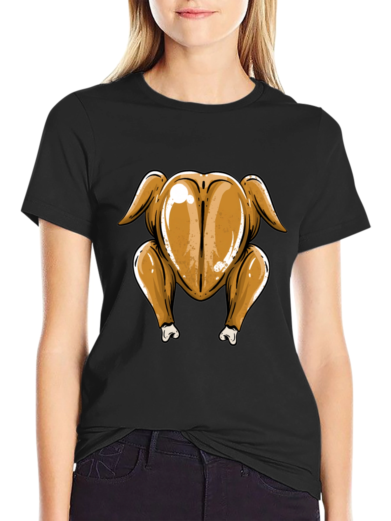 Black Roasted Turkey Butt T-Shirt - Thanksgiving Humor view 2