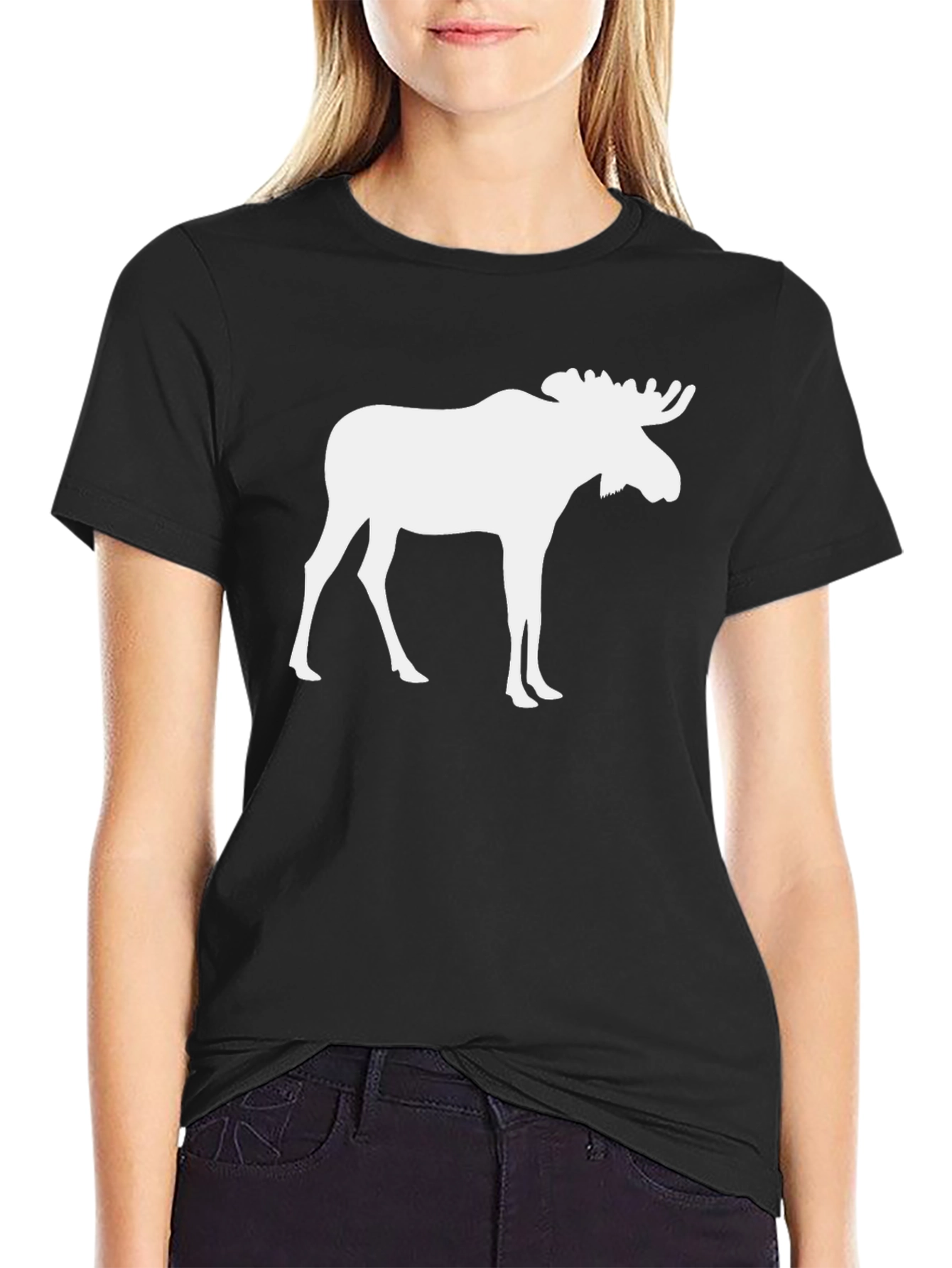 Black Moose Silhouette Graphic T-Shirt view 2