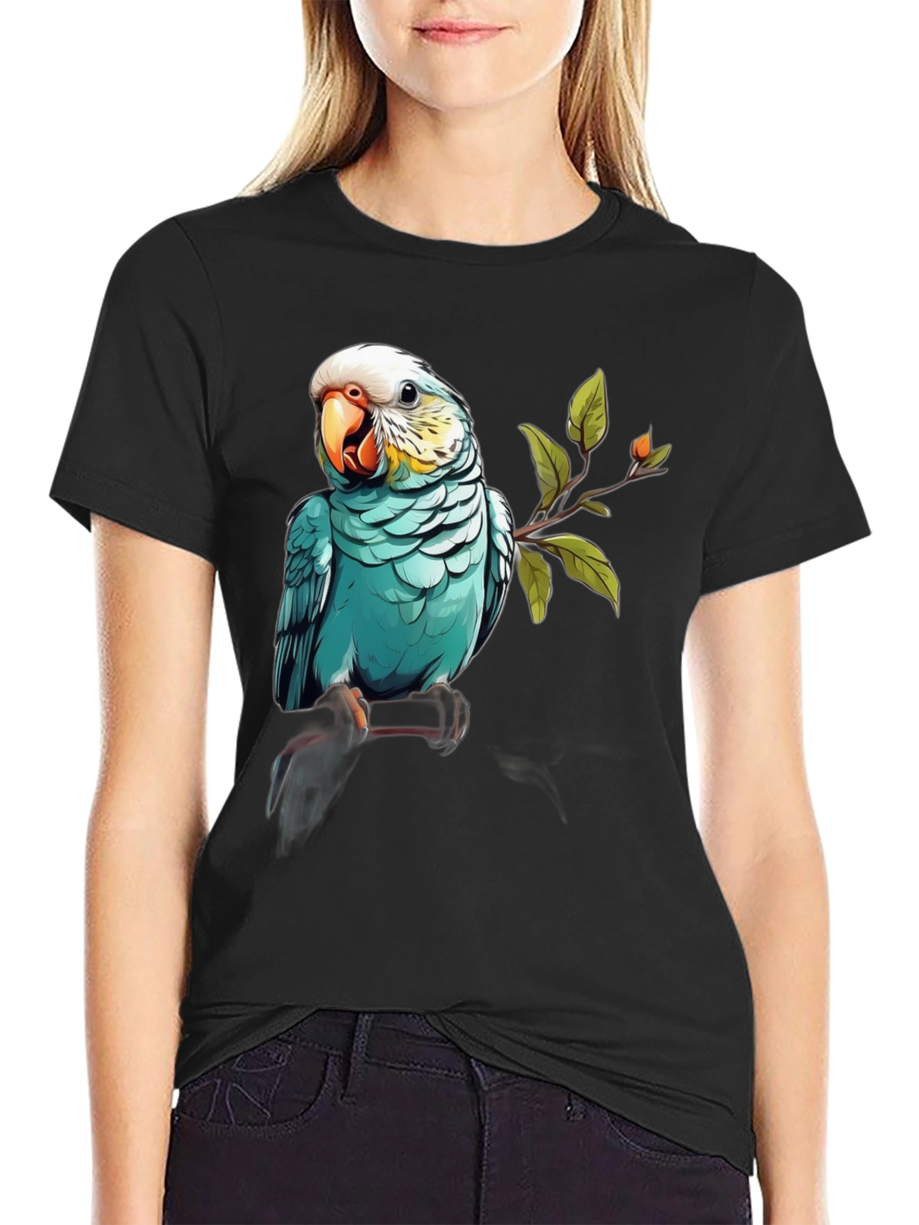 Black Parrot Graphic Black T-Shirt view 2