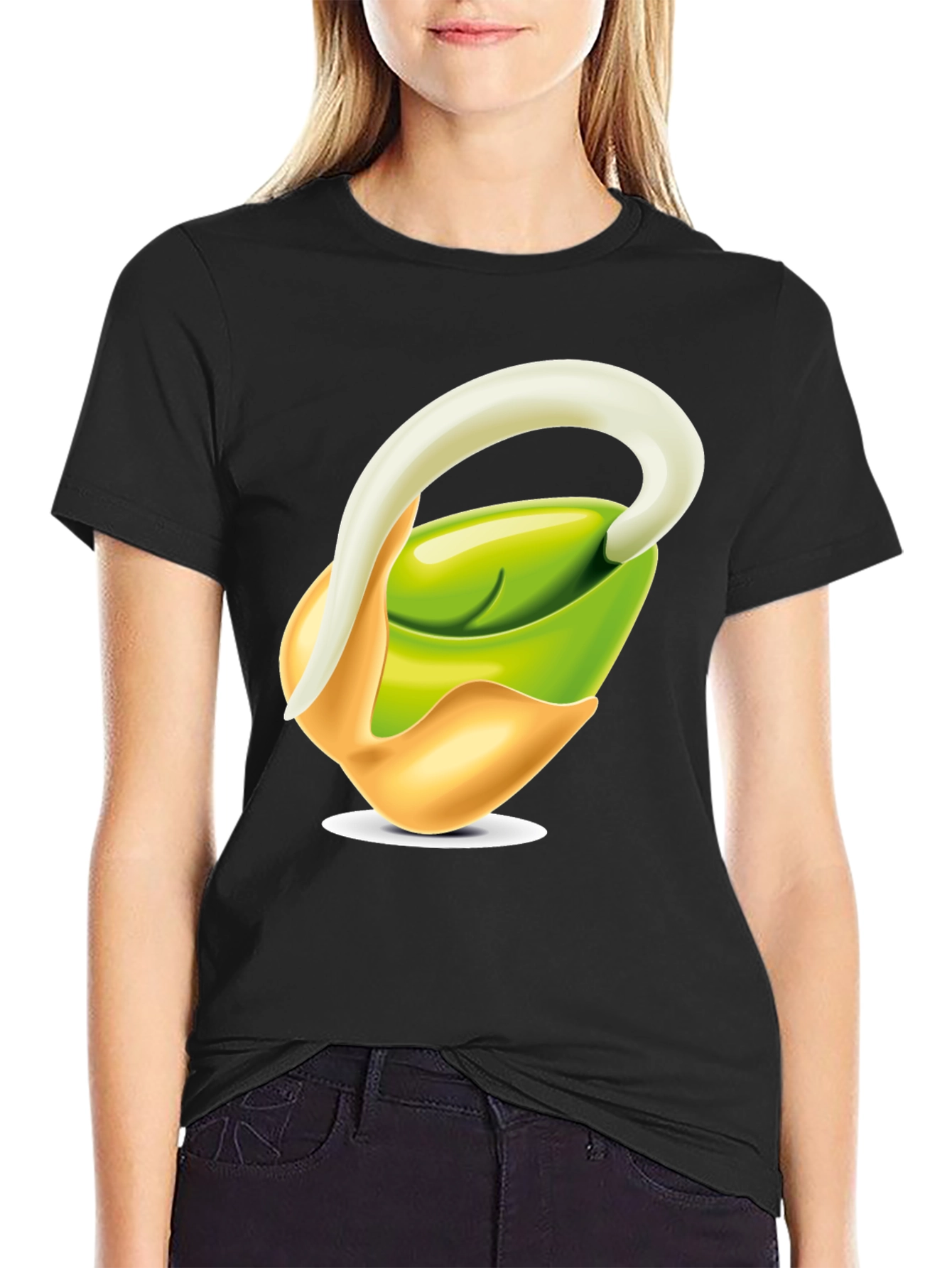 Black Sprout Graphic T-Shirt - Black Cotton Blend view 2