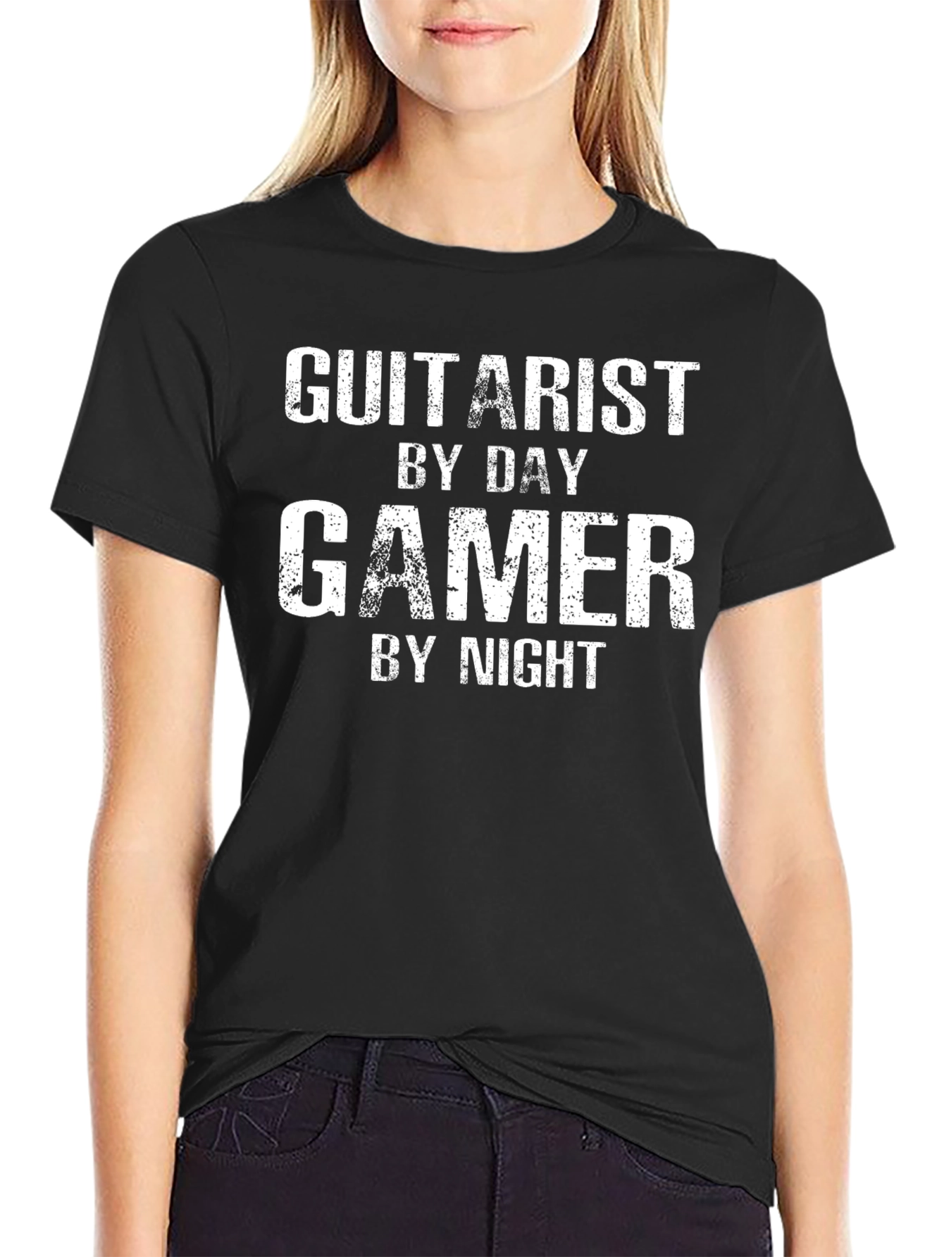 Black Gamer Guitarist Black Graphic Tee view 2