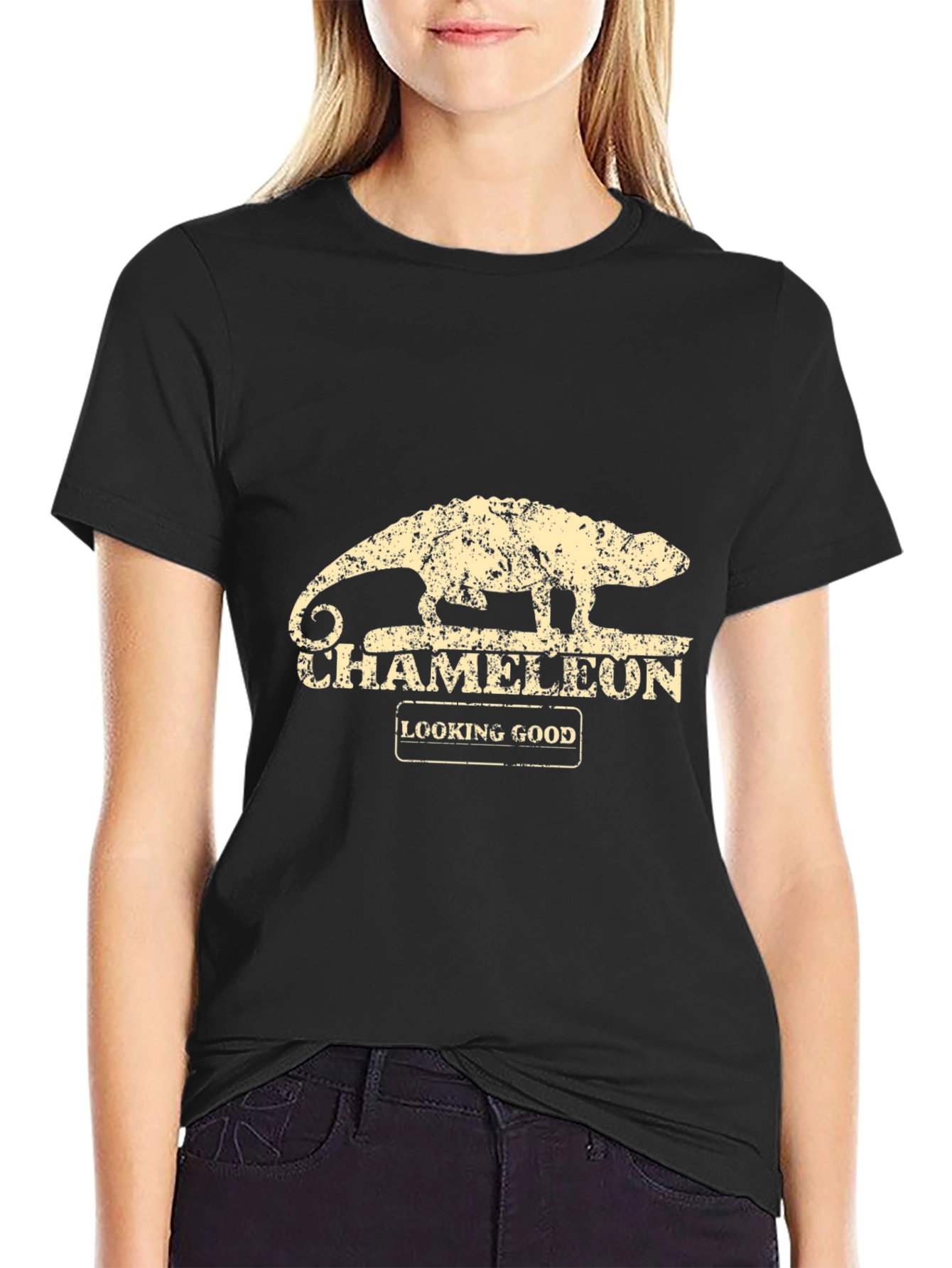 Black Chameleon Graphic T-Shirt - Looking Good! view 2