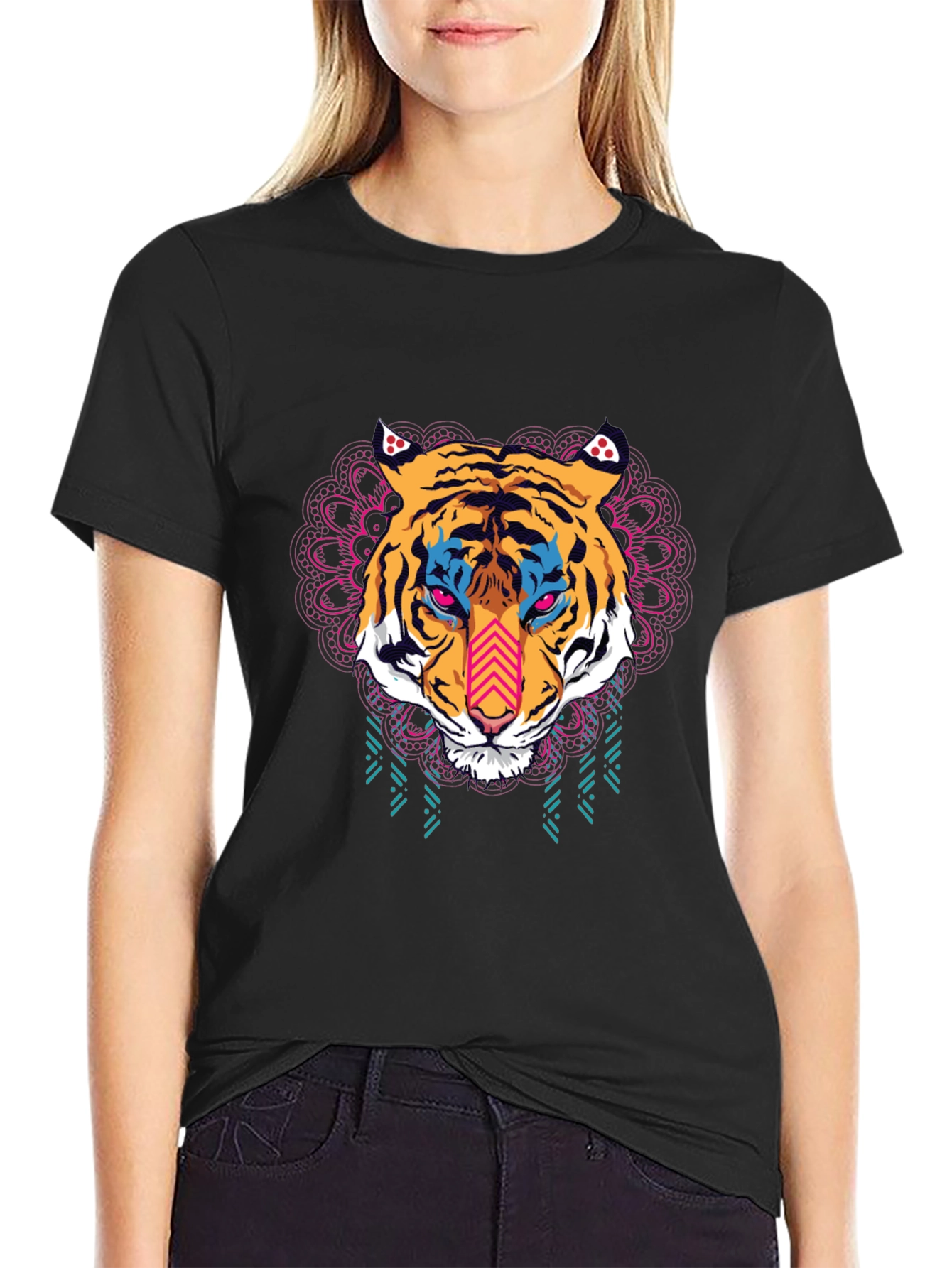 Black Tiger Graphic Tee - Vibrant Animal Design view 2