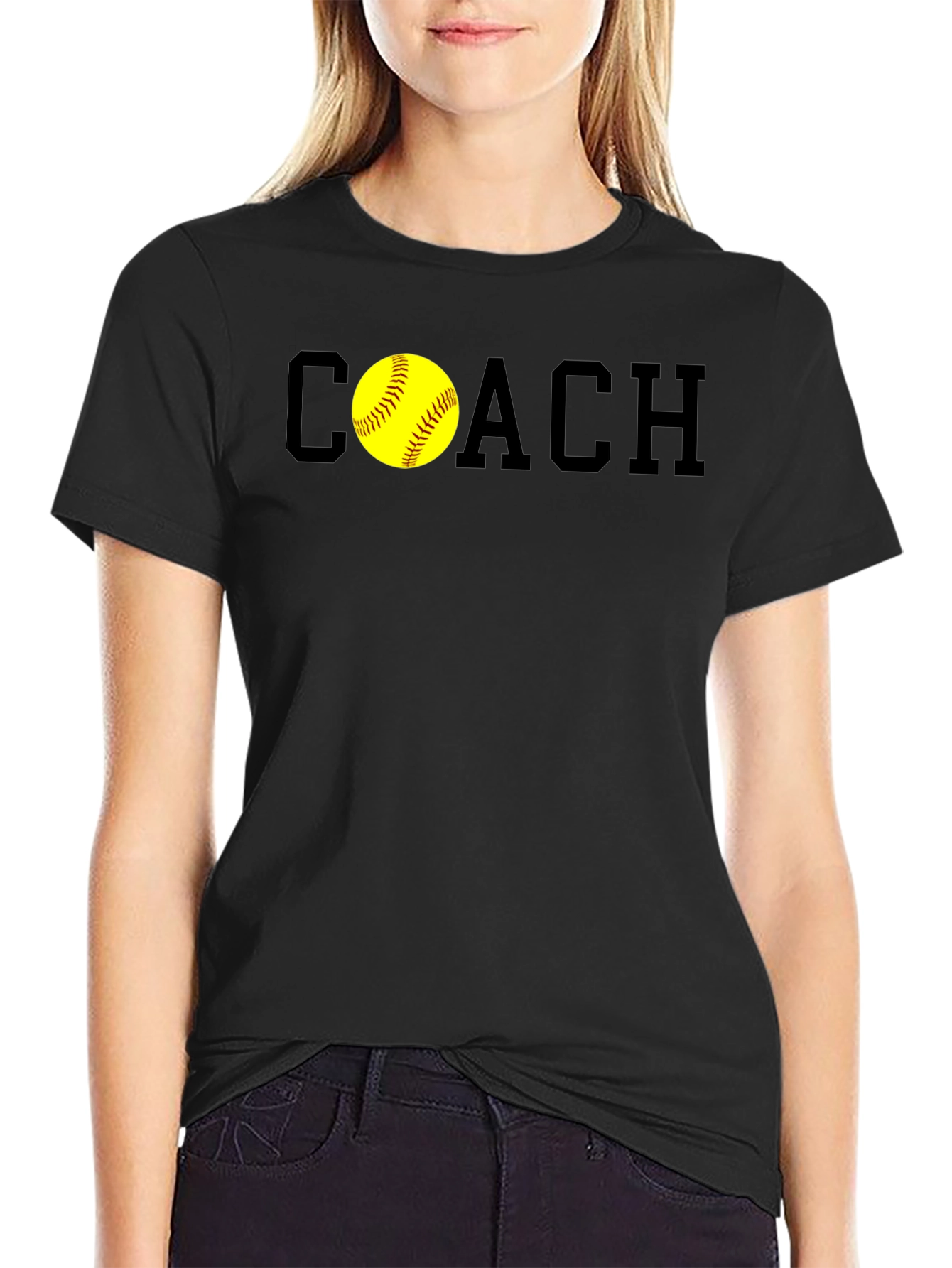 Black Softball Coach T-Shirt - Stylish & Comfortable view 2