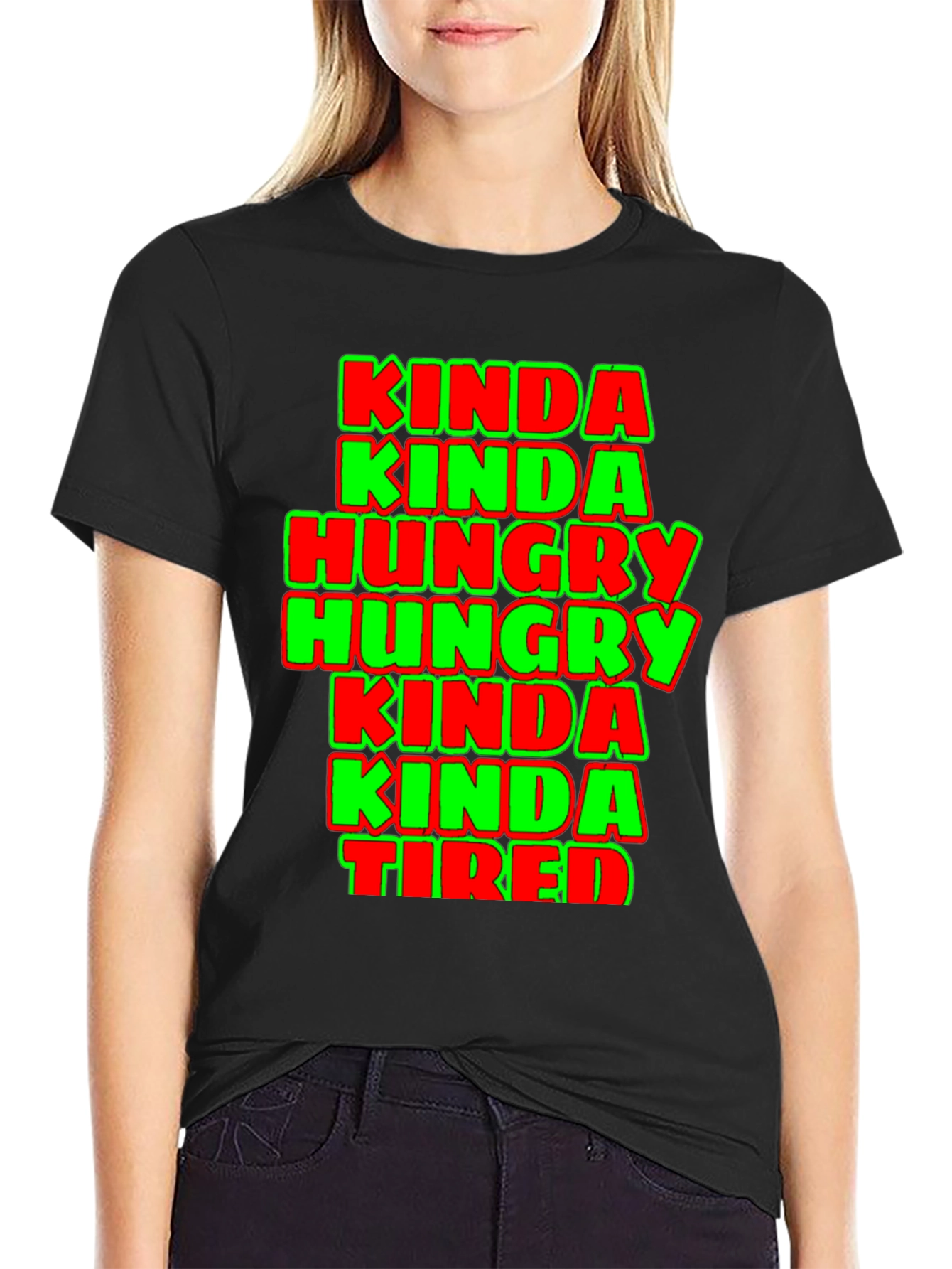 Black Kinda Hungry Kinda Tired Graphic Tee view 2