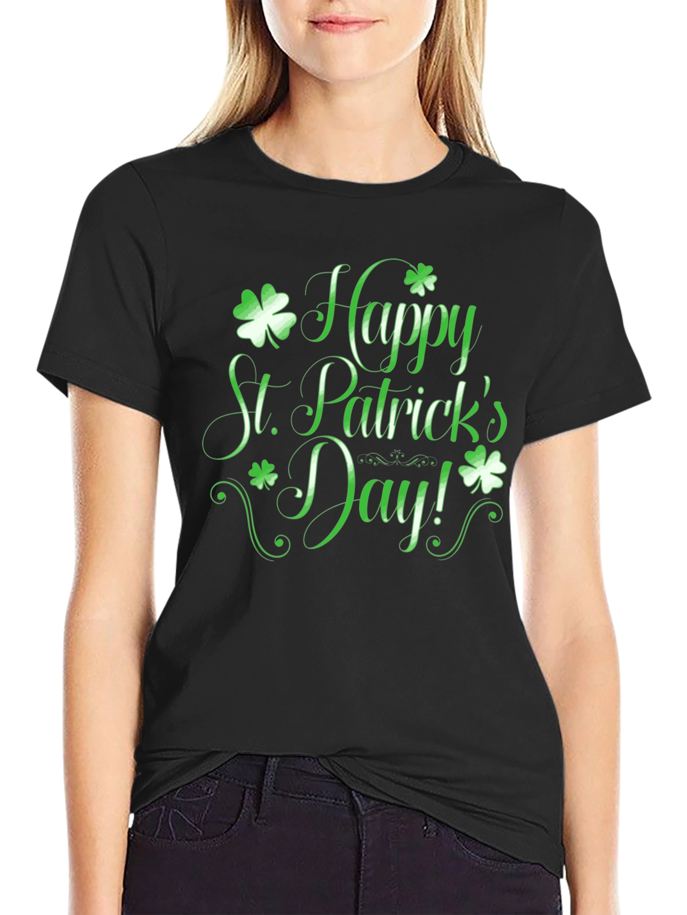 Black Happy St. Patrick's Day Graphic Tee view 2