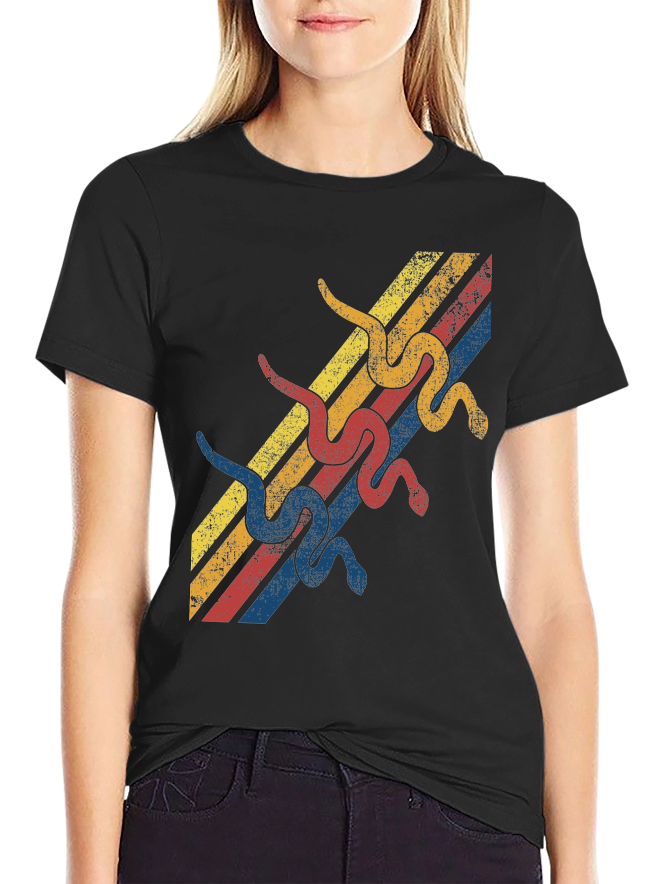 Black Retro Snake T-Shirt view 2