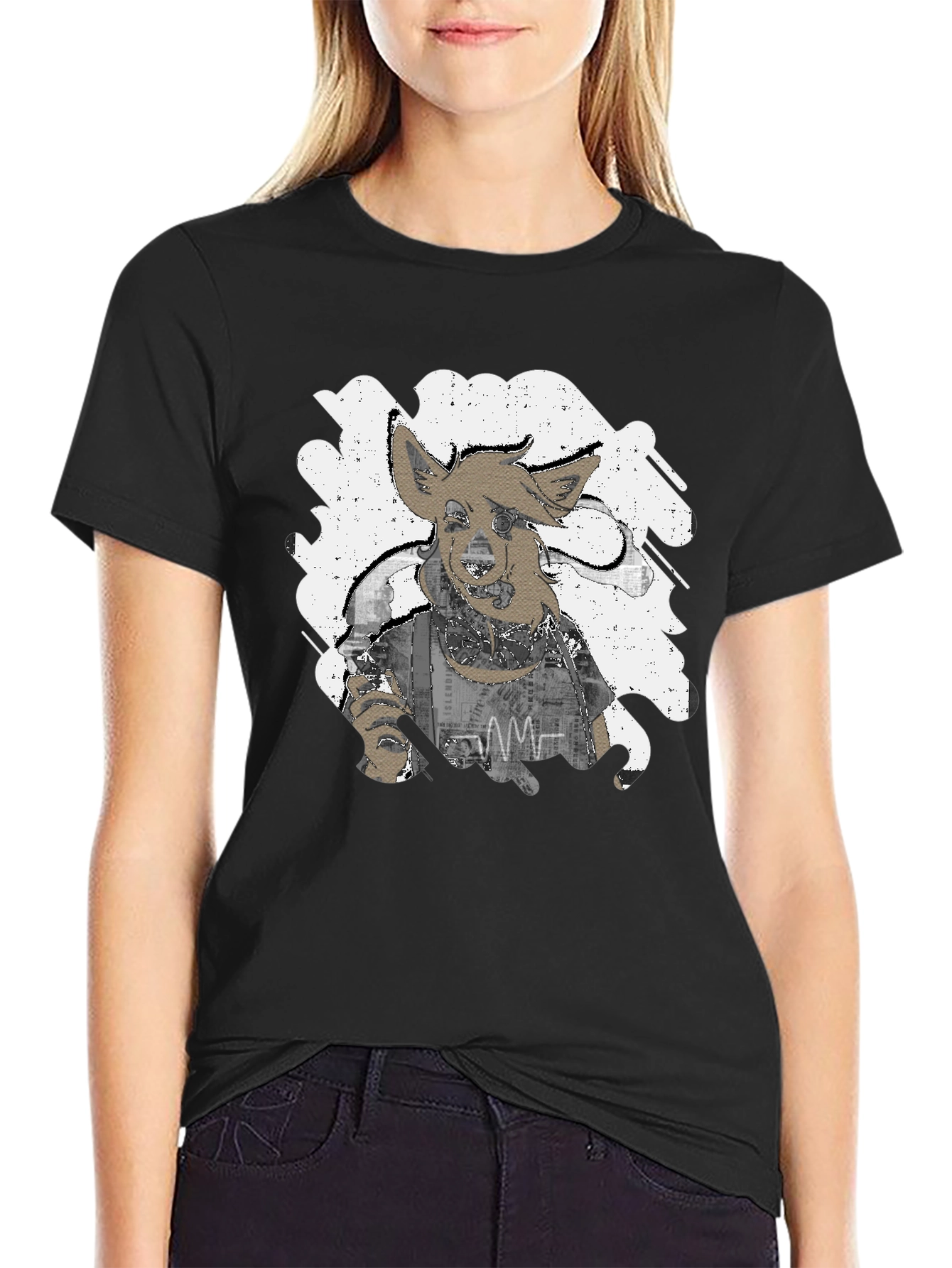 Black Unique Distressed Graphic Tee - Men's Black T-Shirt view 2