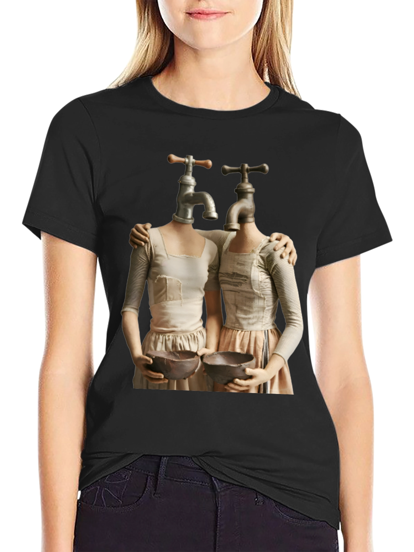 Black Abstract Faucet Head Women's T-Shirt view 2