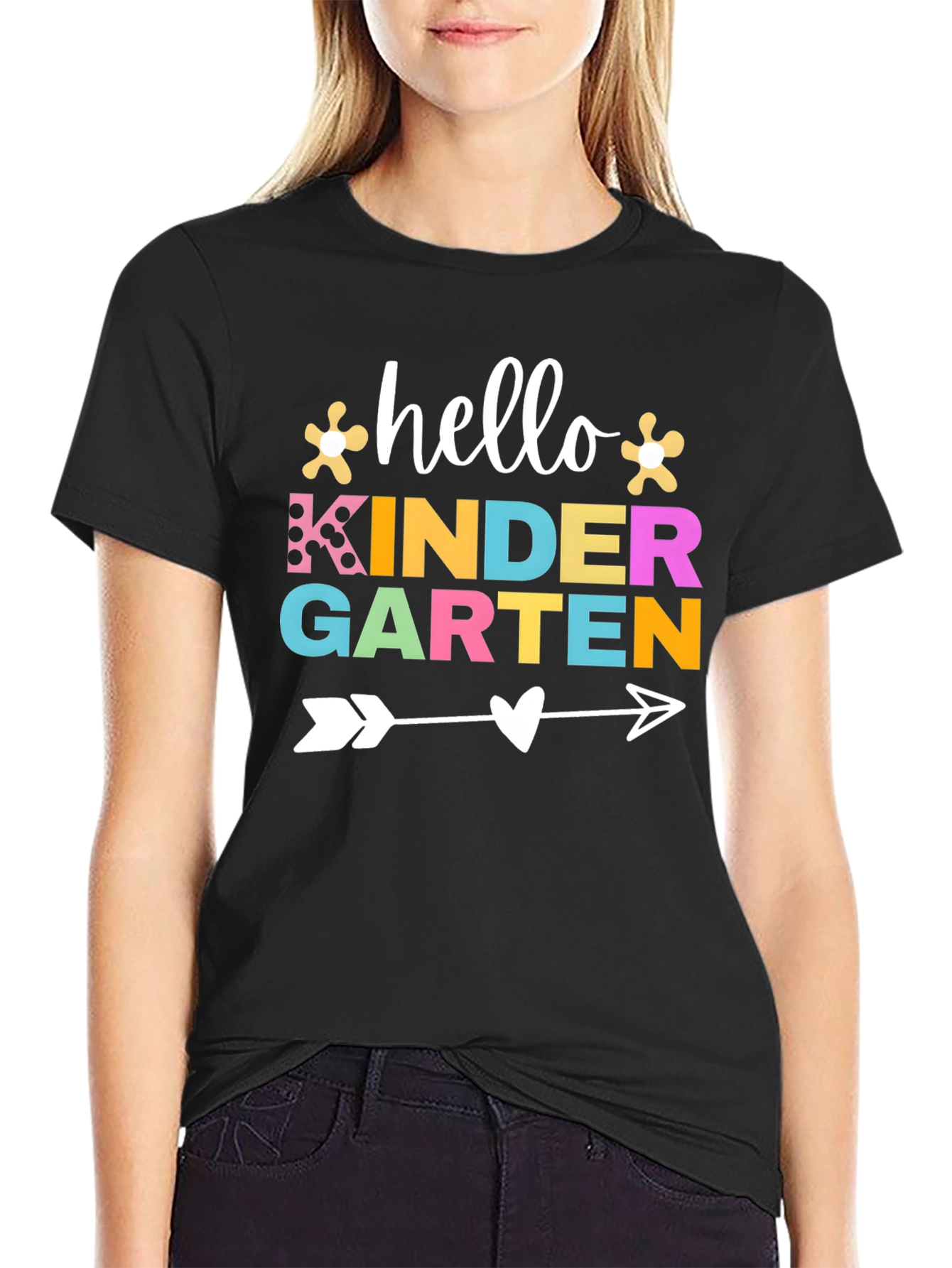 Black Hello Kindergarten T-Shirt view 2