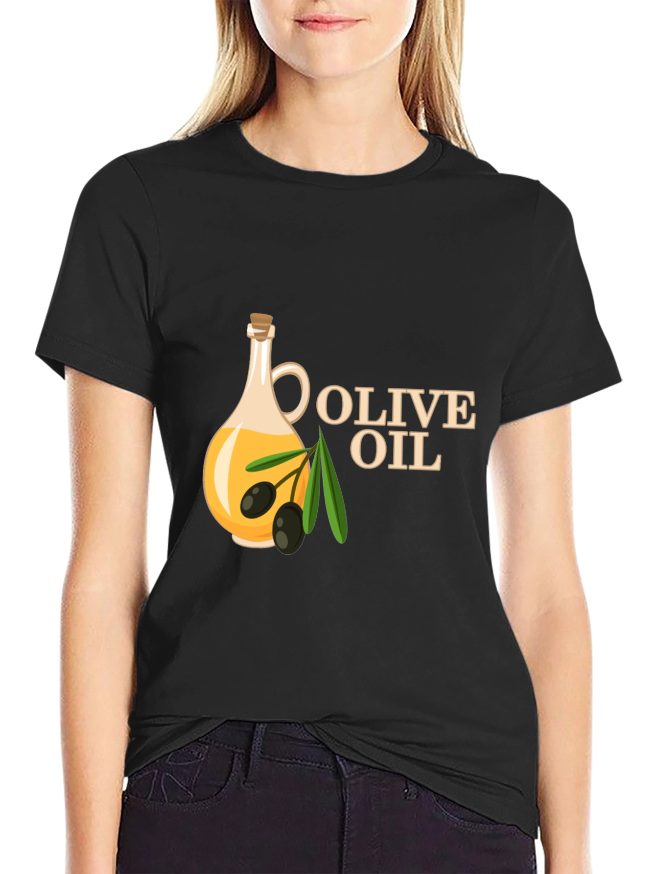 Black Olive Oil Graphic T-Shirt - Soft Cotton Blend view 2