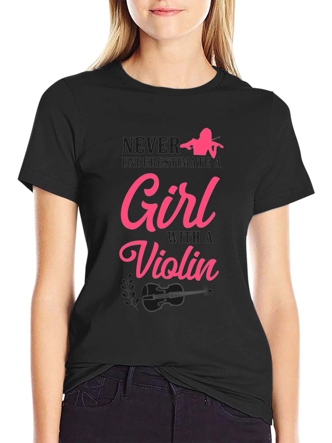 Black Girl with a Violin Graphic T-Shirt view 2