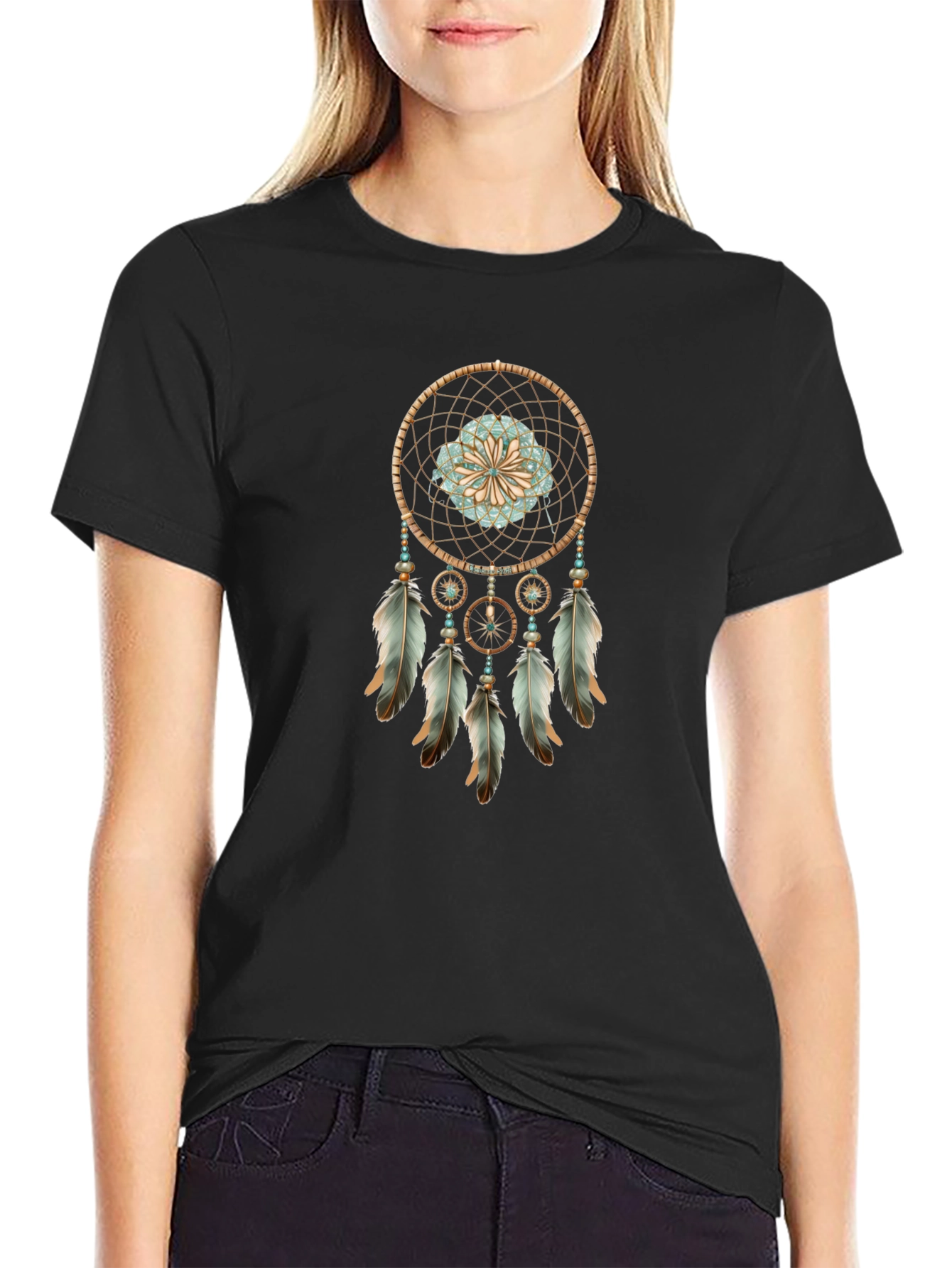 Black Dreamcatcher Graphic Tee - Boho Style view 2