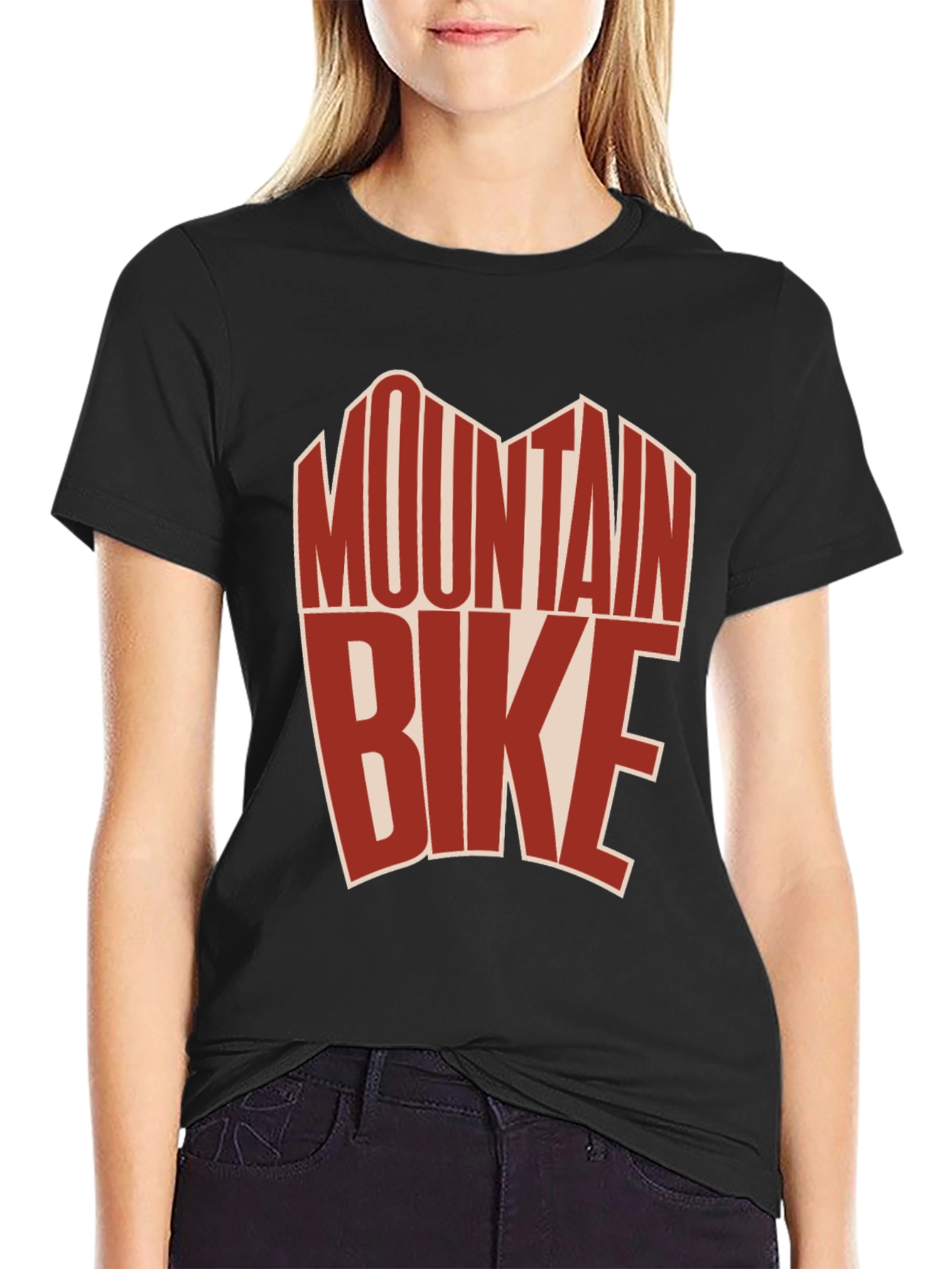 Black Mountain Bike Graphic Tee - Black Cotton T-Shirt view 2
