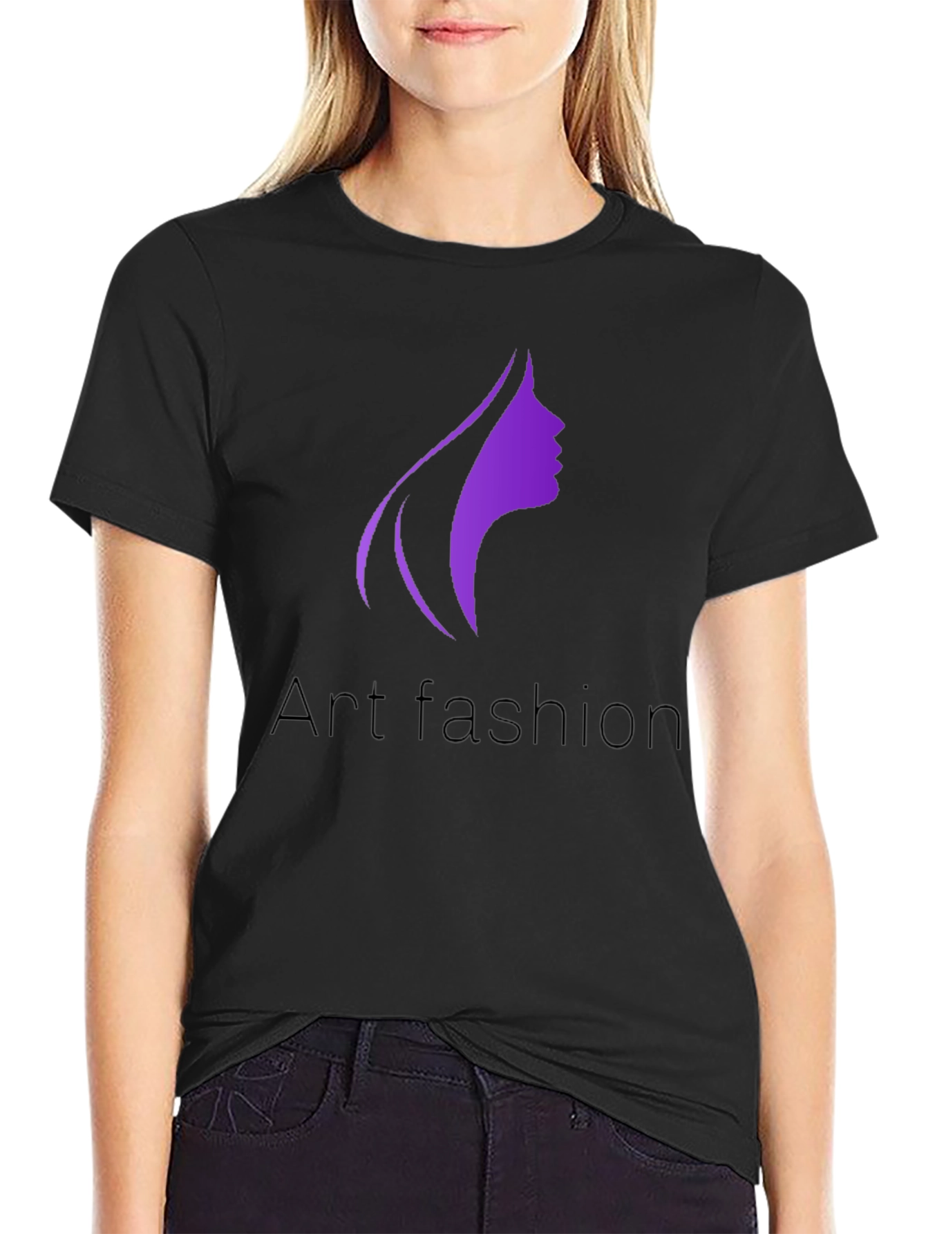 Black Art Fashion Graphic Tee - Stylish Black T-Shirt view 2