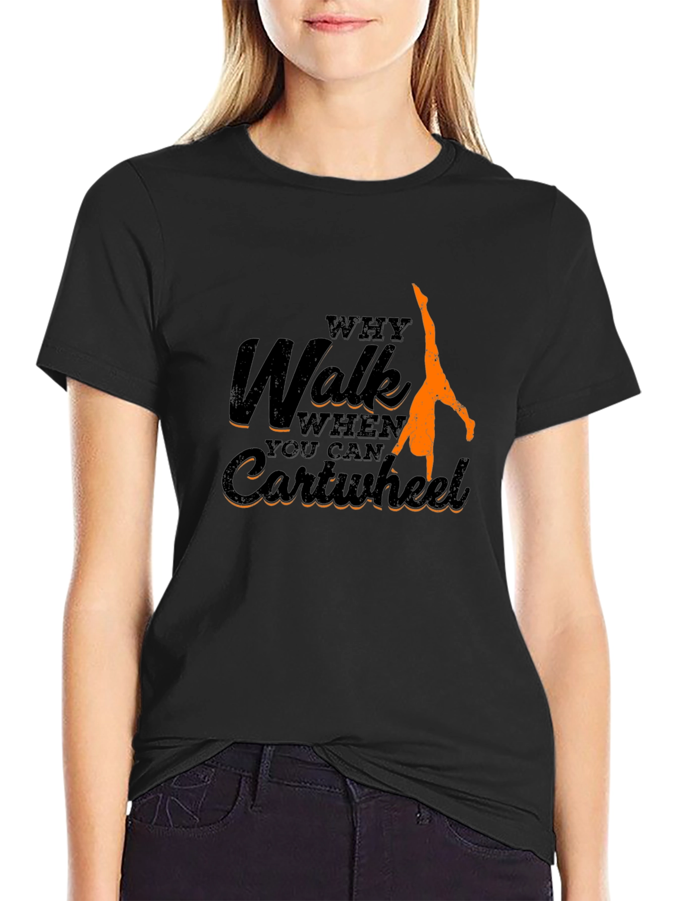 Black Why Walk, Cartwheel T-Shirt view 2