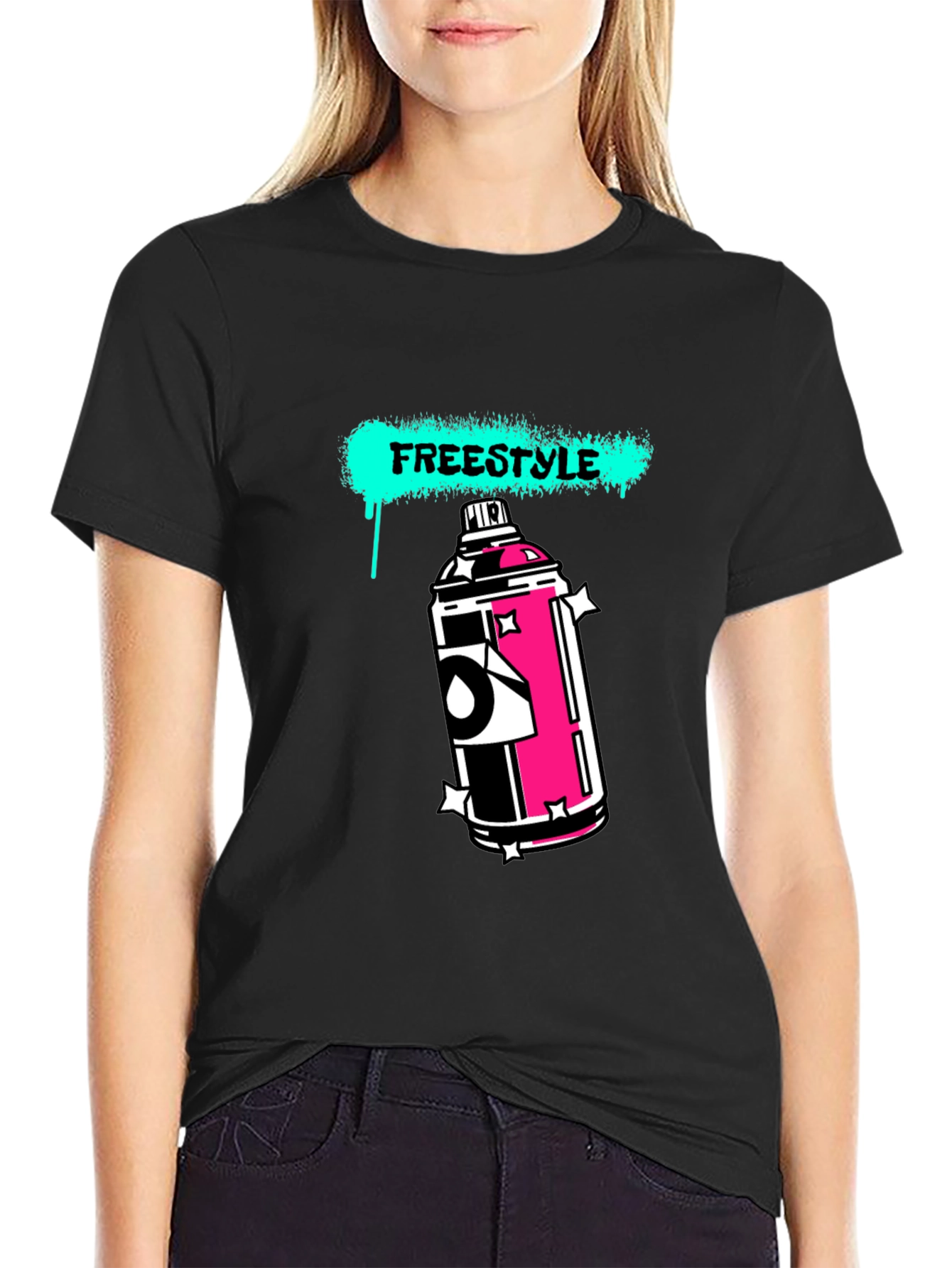 Black Freestyle Graphic T-Shirt - Urban Streetwear Tee view 2