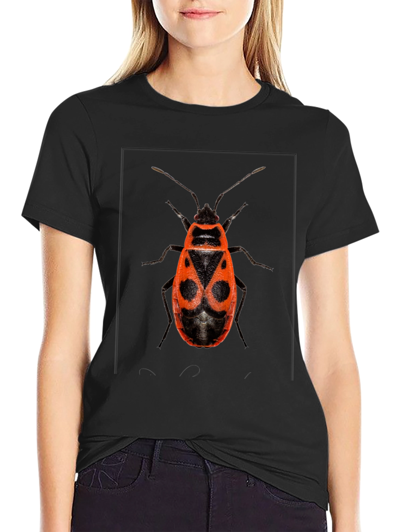 Black Bug Print Black Tee view 2