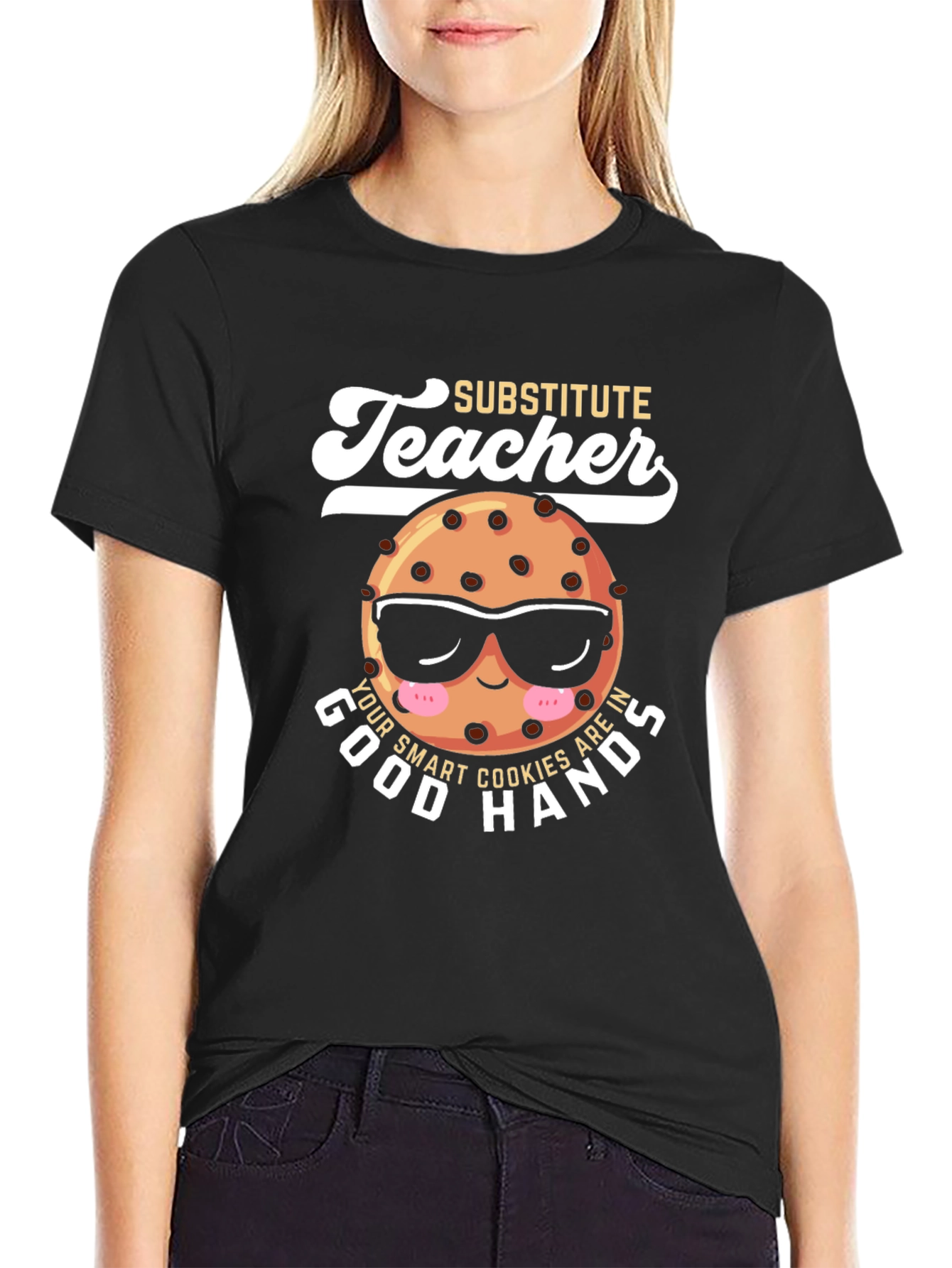 Black Substitute Teacher Cookie T-Shirt Funny Tee view 2